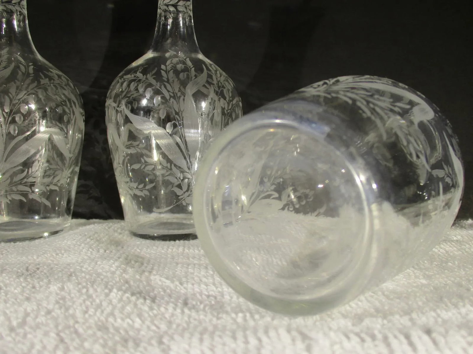 Antique Cut Glass Liqueur Decanters - Set of 3 - 2