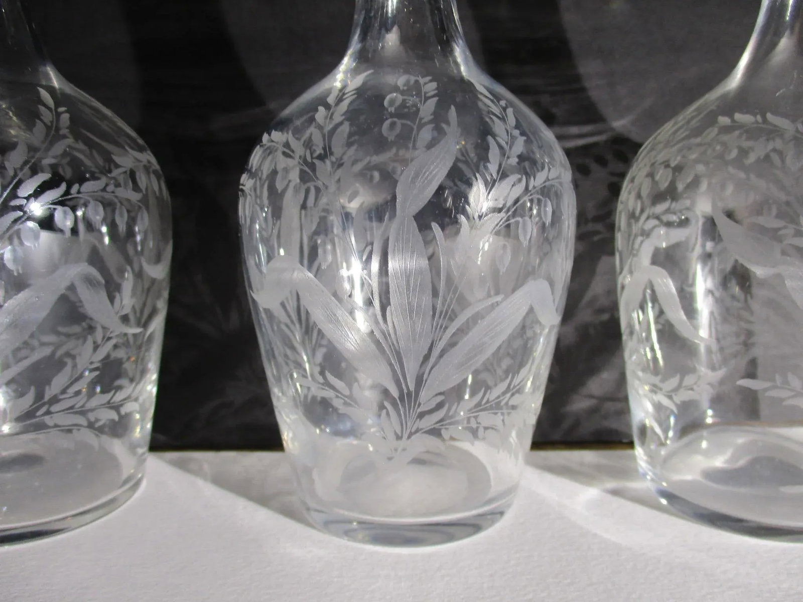 Antique Cut Glass Liqueur Decanters - Set of 3 - 5