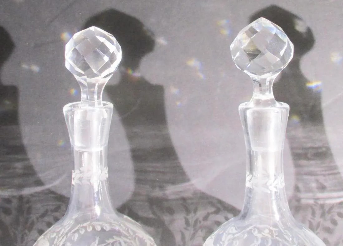 Antique Cut Glass Liqueur Decanters - Set of 3 - 7
