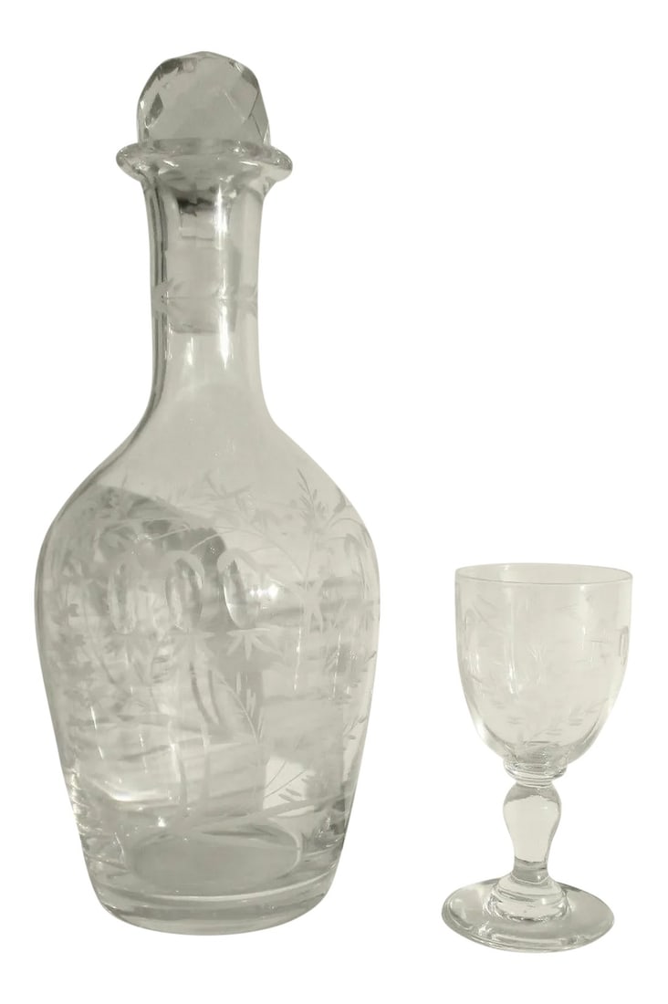 Antique Liqueur Decanter and Glass Set - Set of 2 (1 of 6)