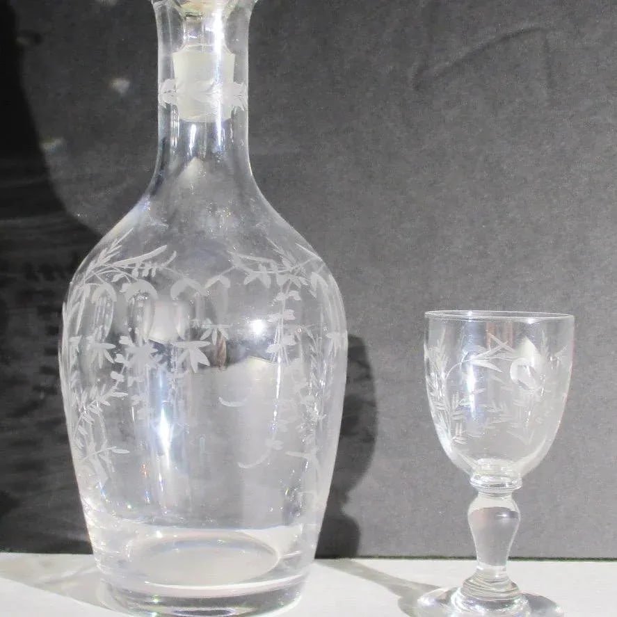 Antique Liqueur Decanter and Glass Set - Set of 2 - 3