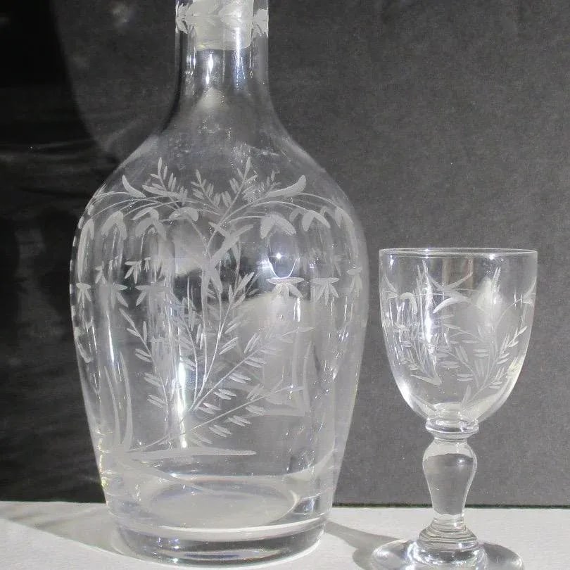 Antique Liqueur Decanter and Glass Set - Set of 2 - 5