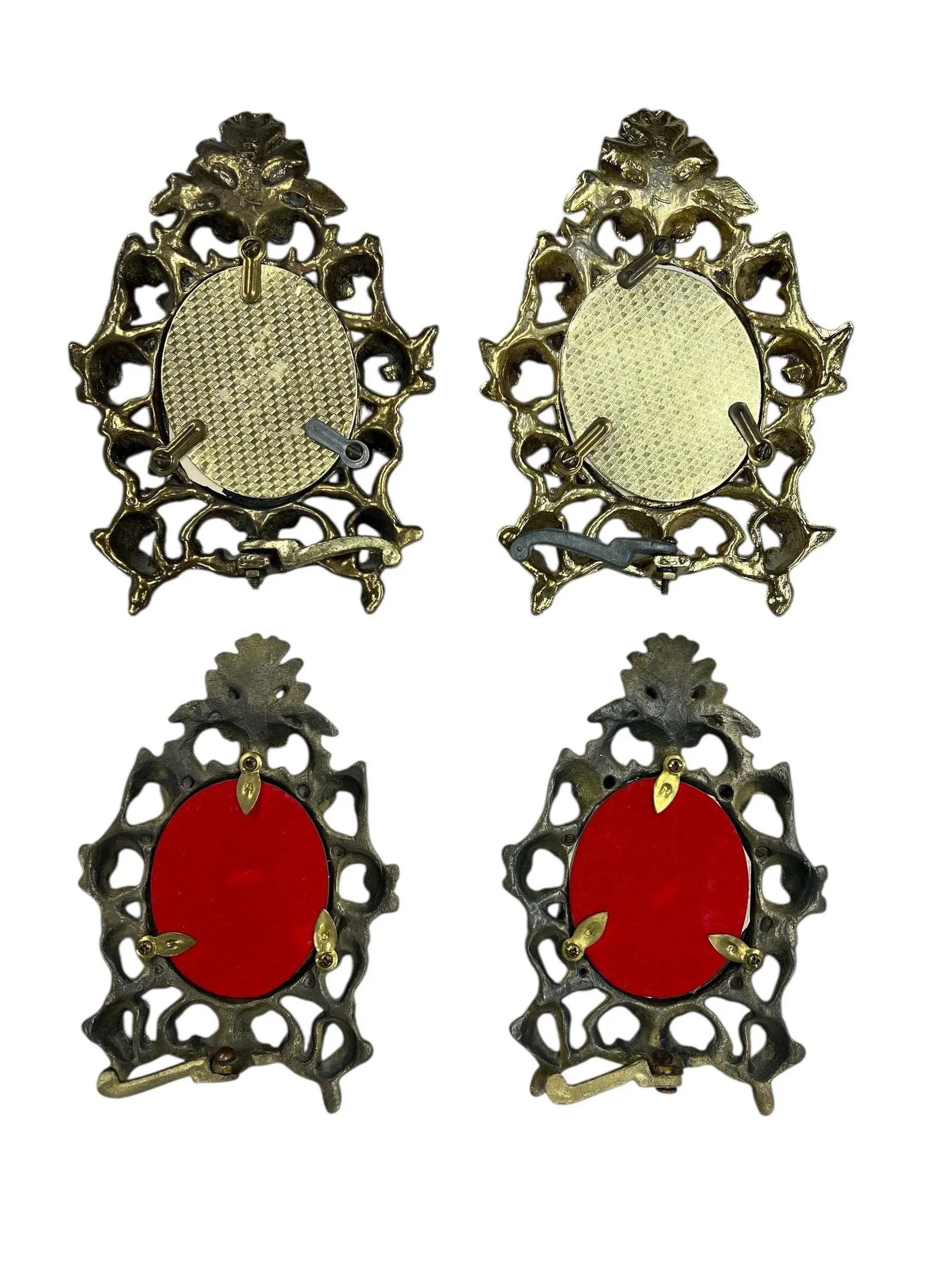 Vintage Brass Rococo Style Oval Wall or Table Top Picture Frames - Set of 4 - 2