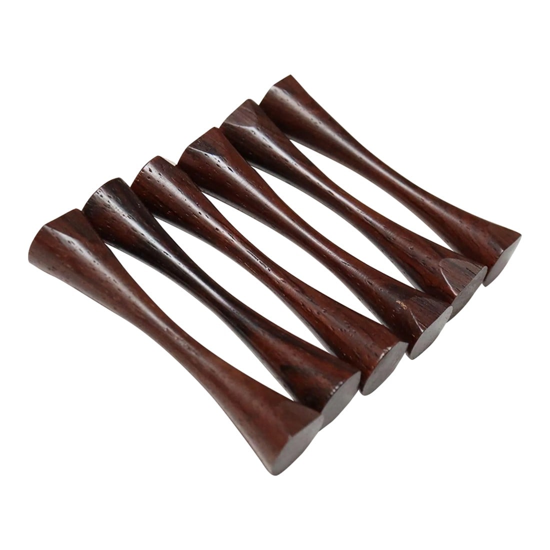 Set of Six Danish Modern Turned Rosewood Knife Rests With Box by Michael Bloch (1 of 12)