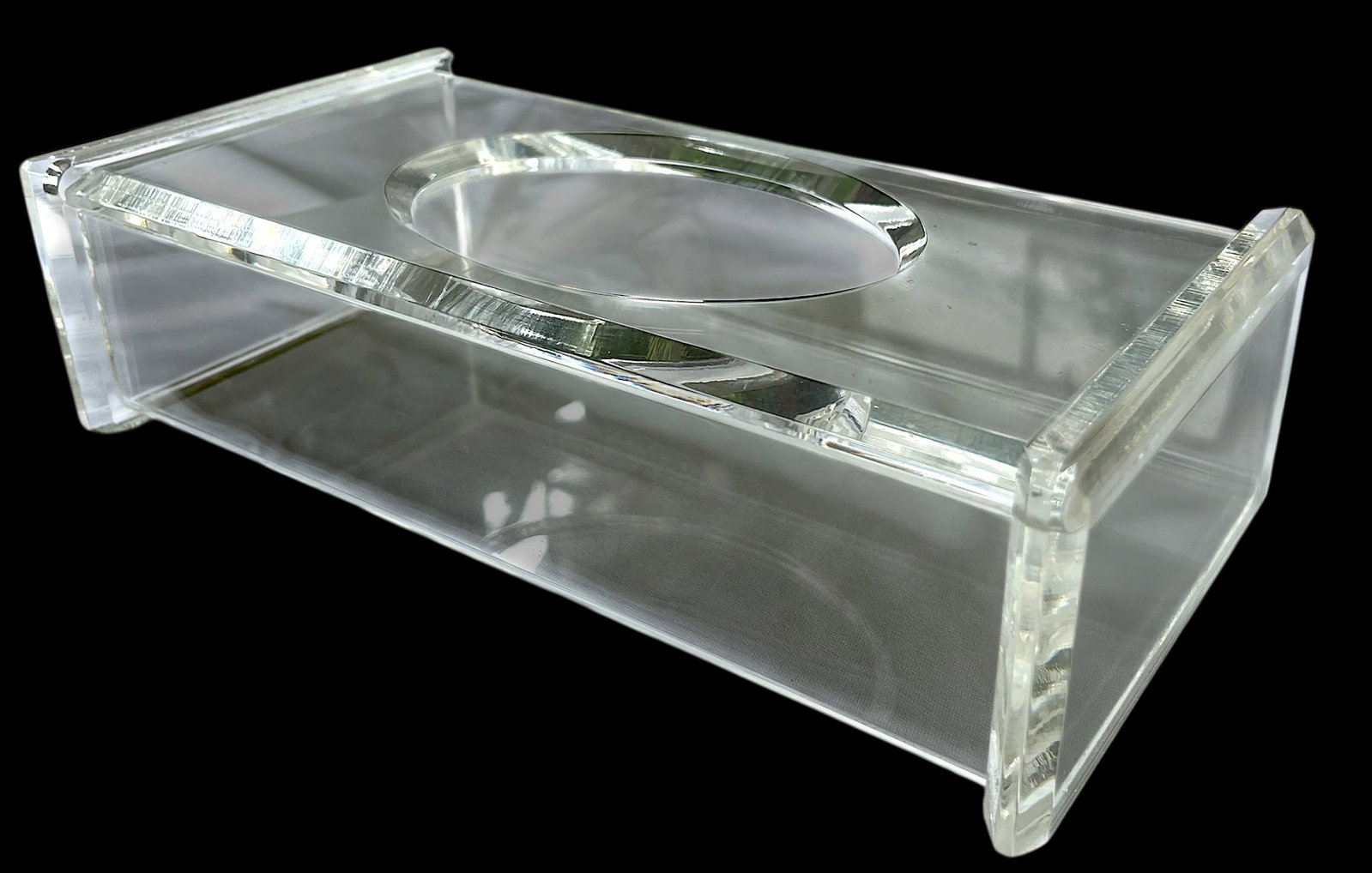 Vintage Crystal Clear Lucite Tissue Box Holder - 3