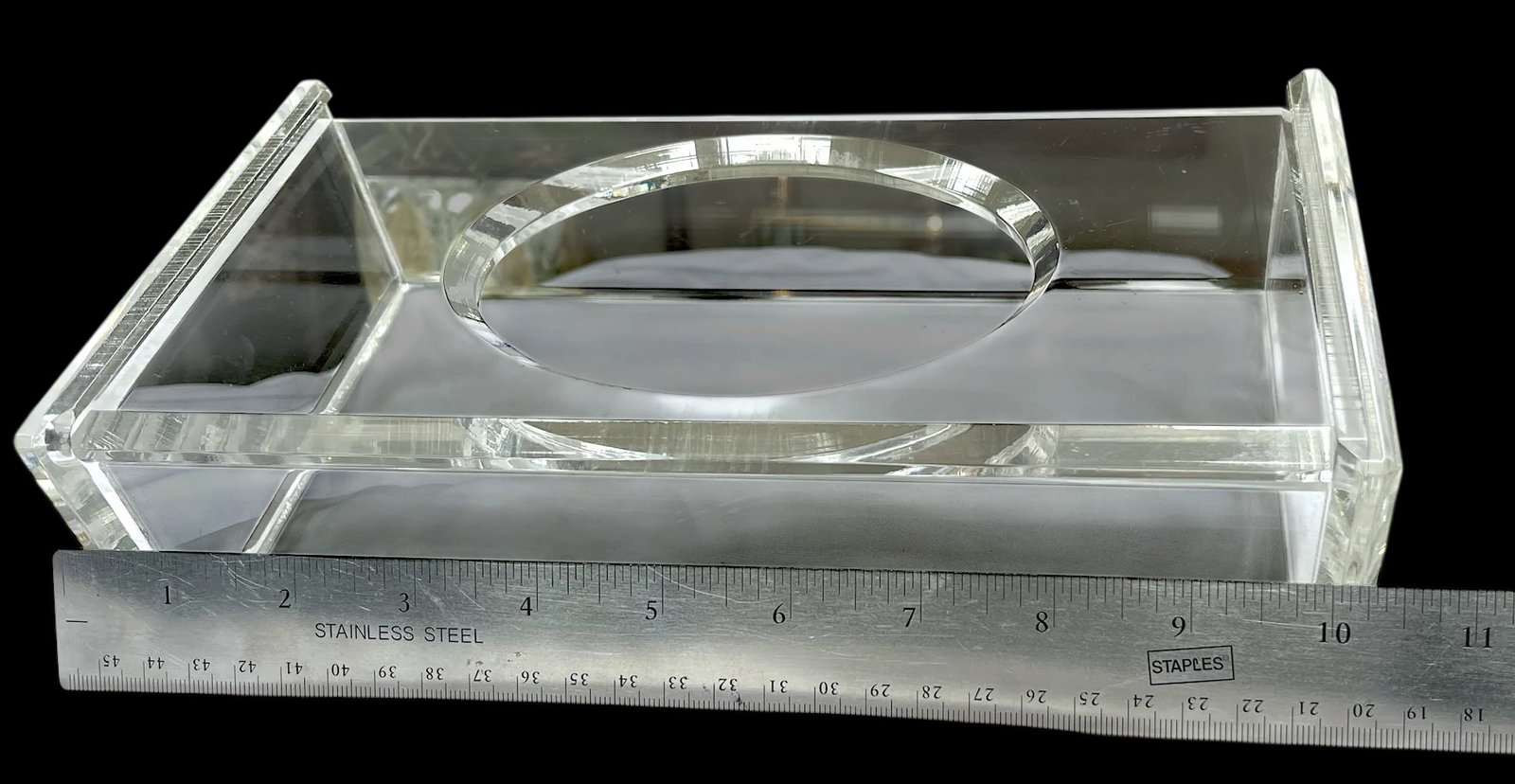 Vintage Crystal Clear Lucite Tissue Box Holder - 6