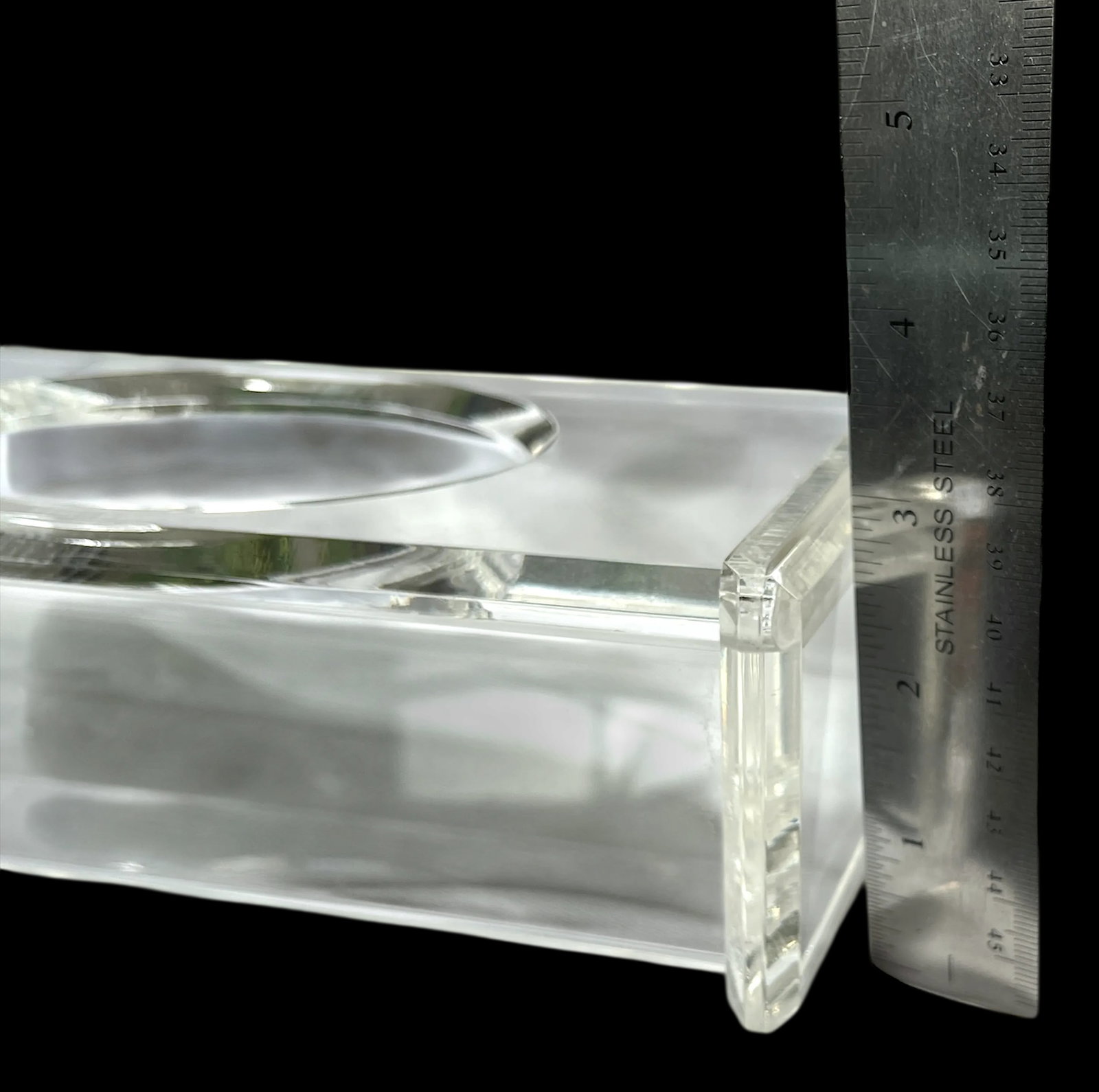 Vintage Crystal Clear Lucite Tissue Box Holder - 7