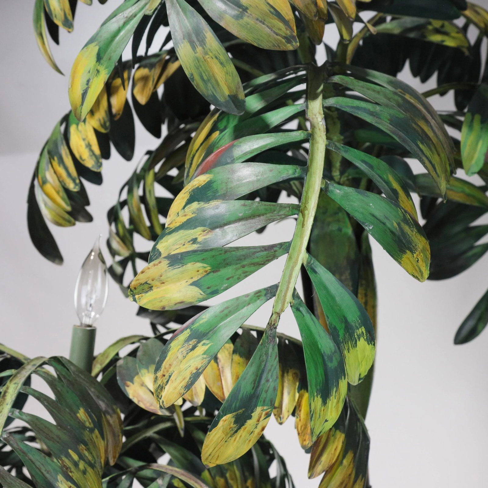 Vintage Tole Palm Tree Floor Lamp With Triple Trunk Design - 11