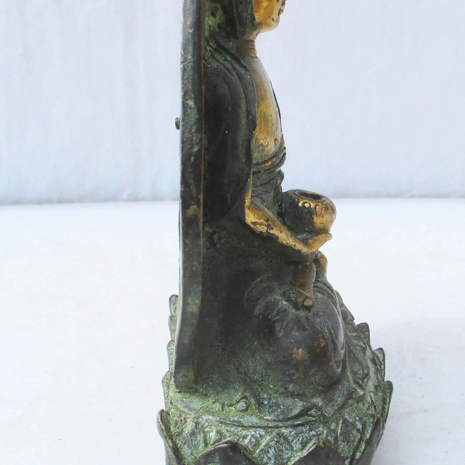 Vintage Bronze Chinese Buddha Figurine - 4