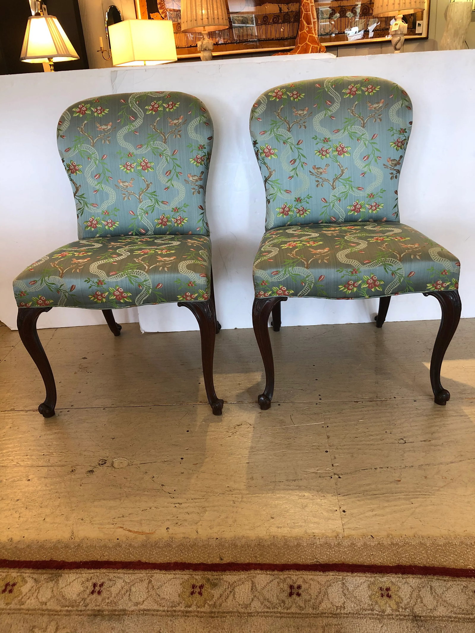 18th Century Georgian Side Chairs Dressed Up in Scalamandre Upholstery -A Pair - 13