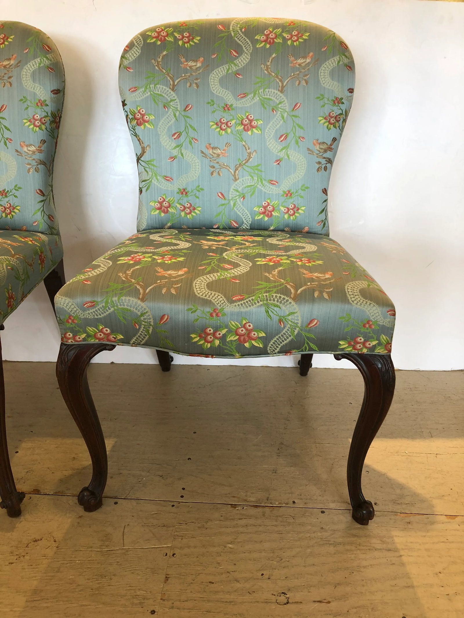 18th Century Georgian Side Chairs Dressed Up in Scalamandre Upholstery -A Pair - 3