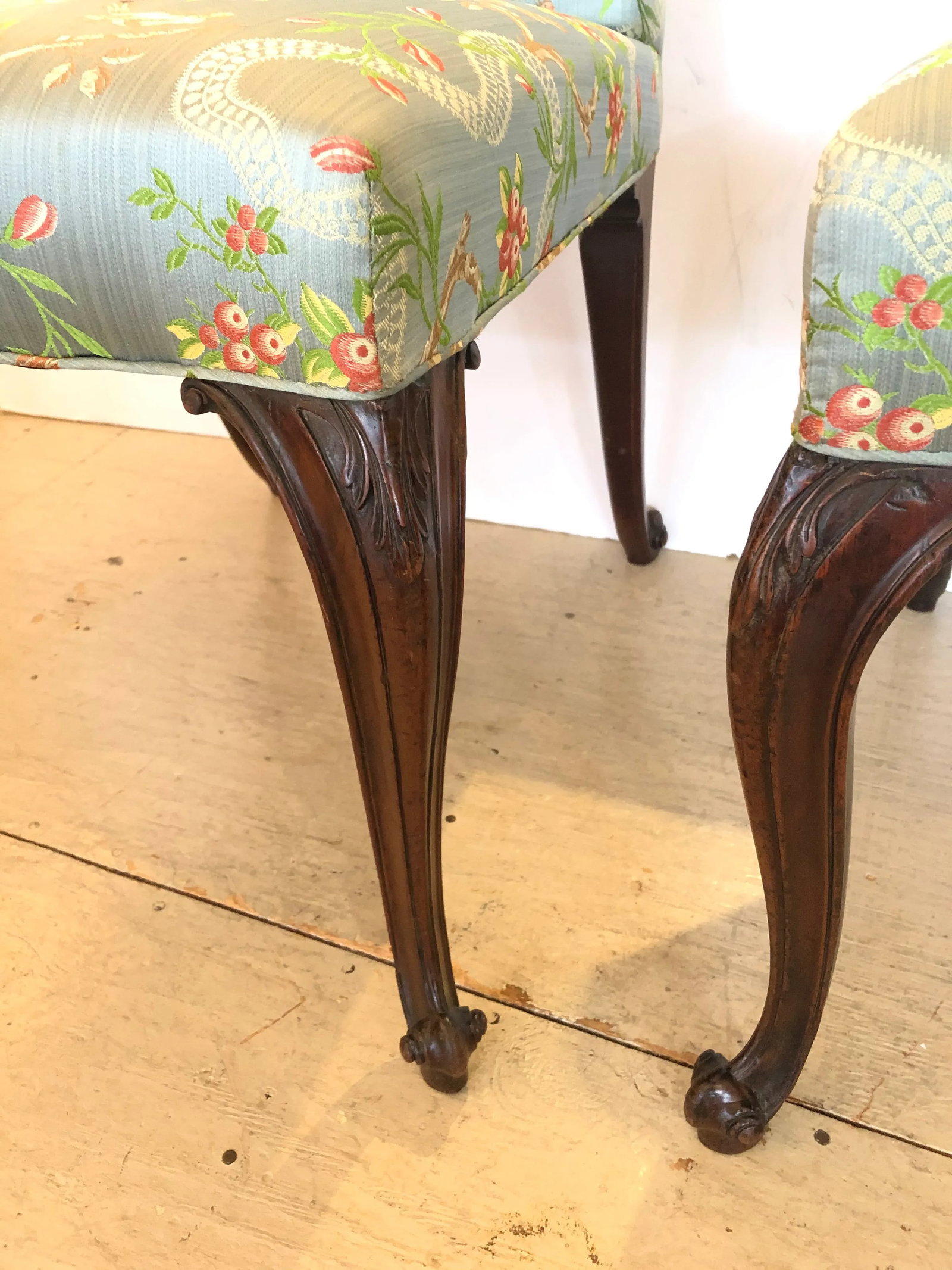 18th Century Georgian Side Chairs Dressed Up in Scalamandre Upholstery -A Pair - 4
