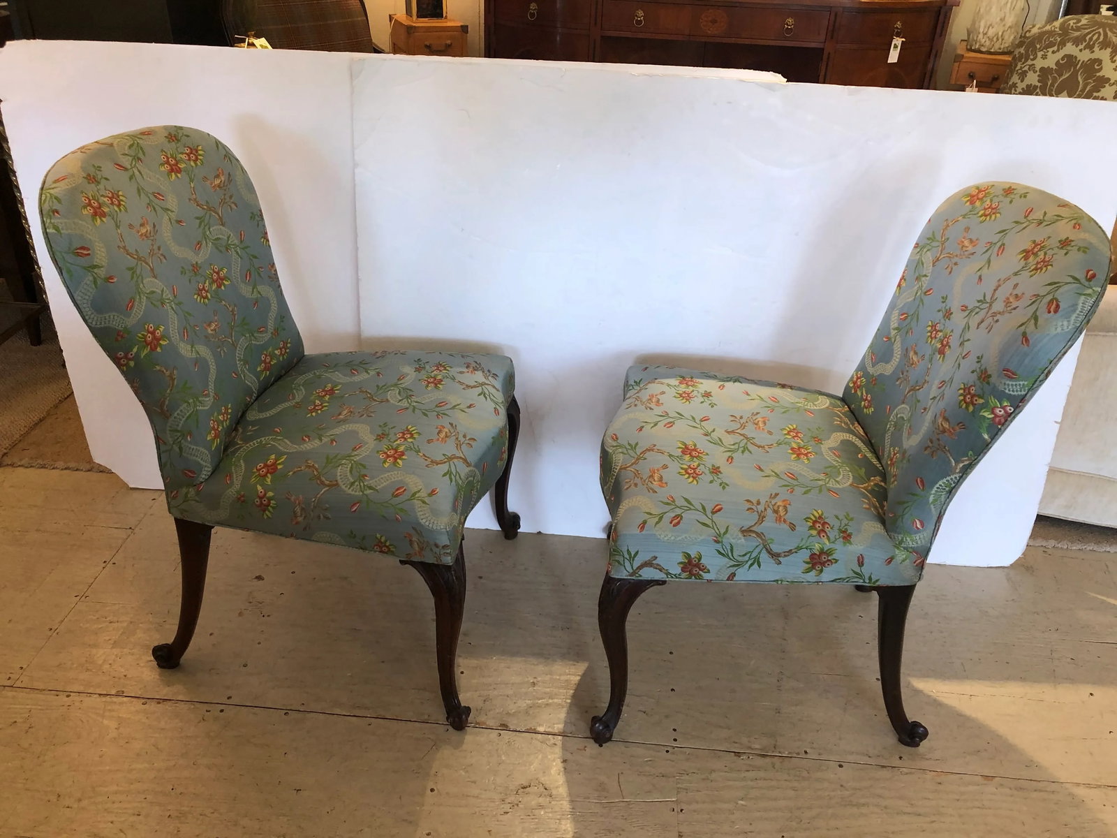 18th Century Georgian Side Chairs Dressed Up in Scalamandre Upholstery -A Pair - 8