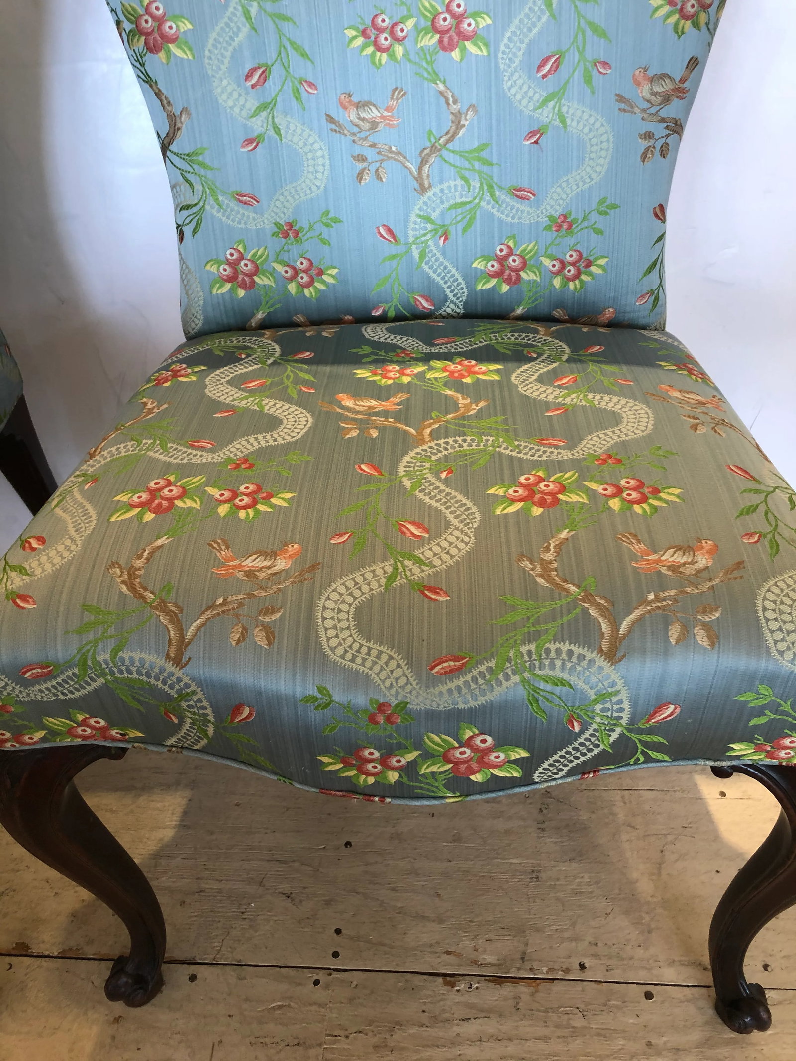 18th Century Georgian Side Chairs Dressed Up in Scalamandre Upholstery -A Pair - 9
