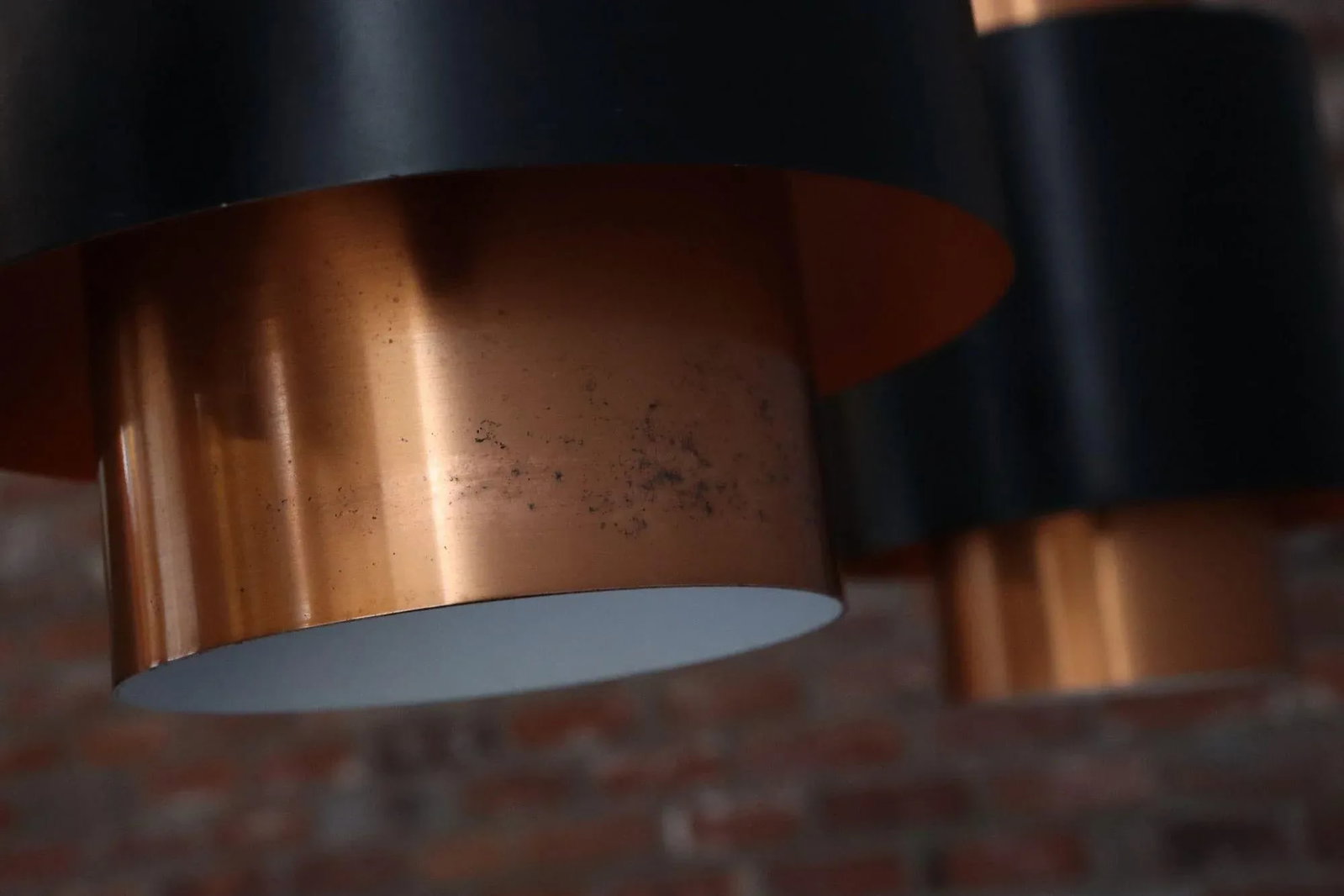 Set of Three Danish Tunika Copper Pendant Lamps by Jo Hammerborg for Fog & MÃ¸rup - 10