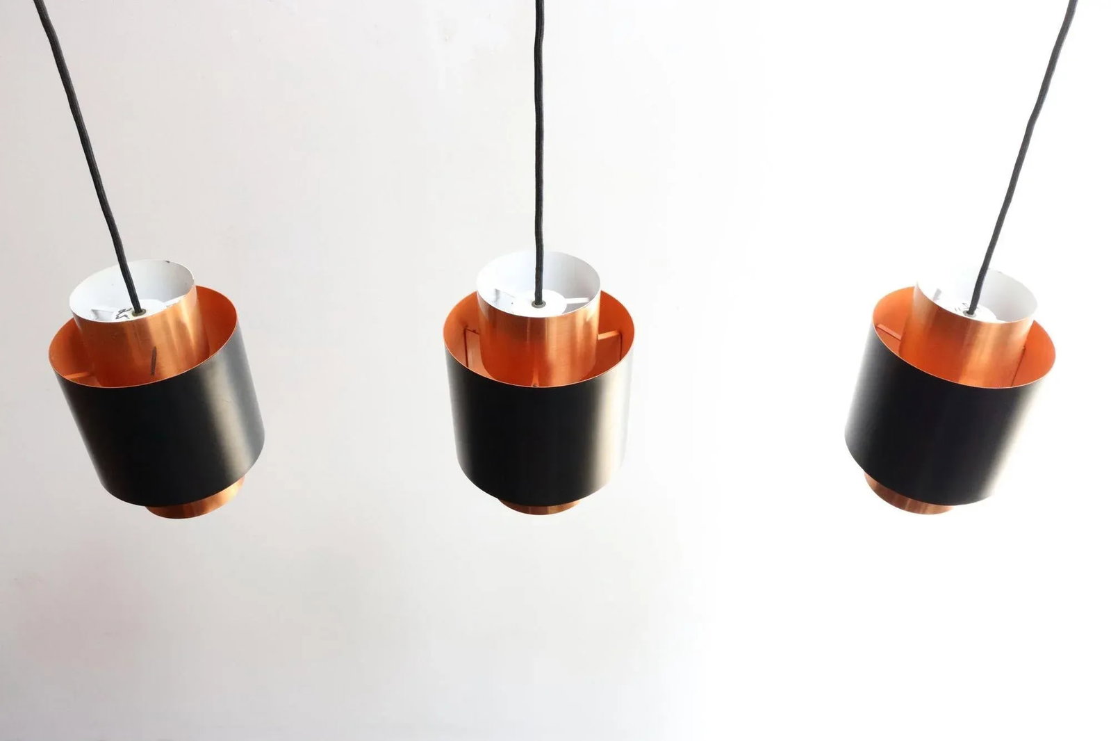 Set of Three Danish Tunika Copper Pendant Lamps by Jo Hammerborg for Fog & MÃ¸rup - 5