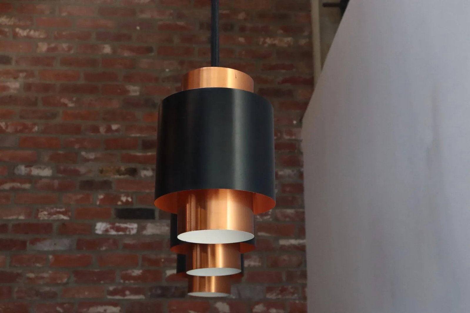 Set of Three Danish Tunika Copper Pendant Lamps by Jo Hammerborg for Fog & MÃ¸rup - 7