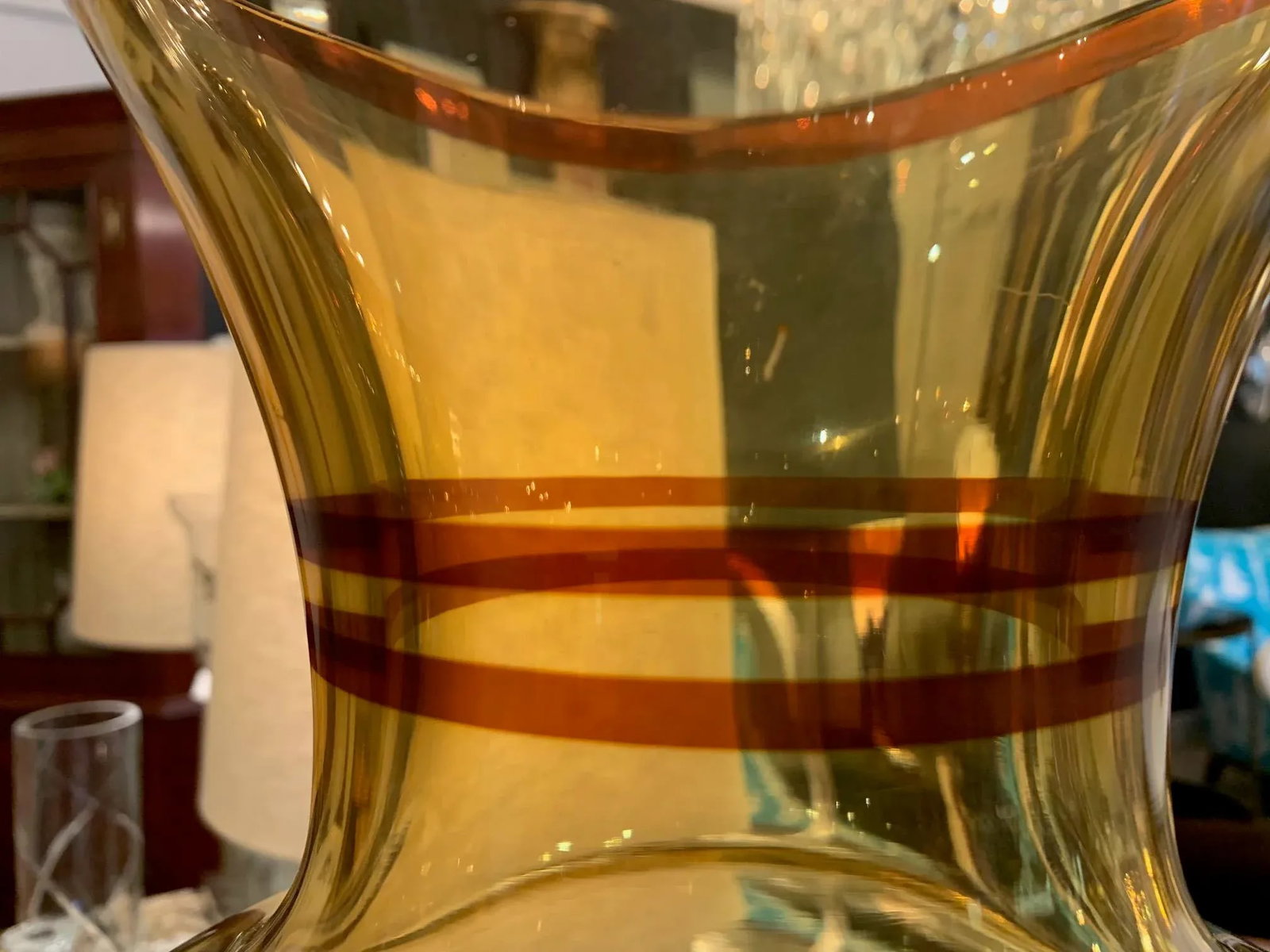 Amber Glass Vase With Hand Painted Figural Decoration - 9