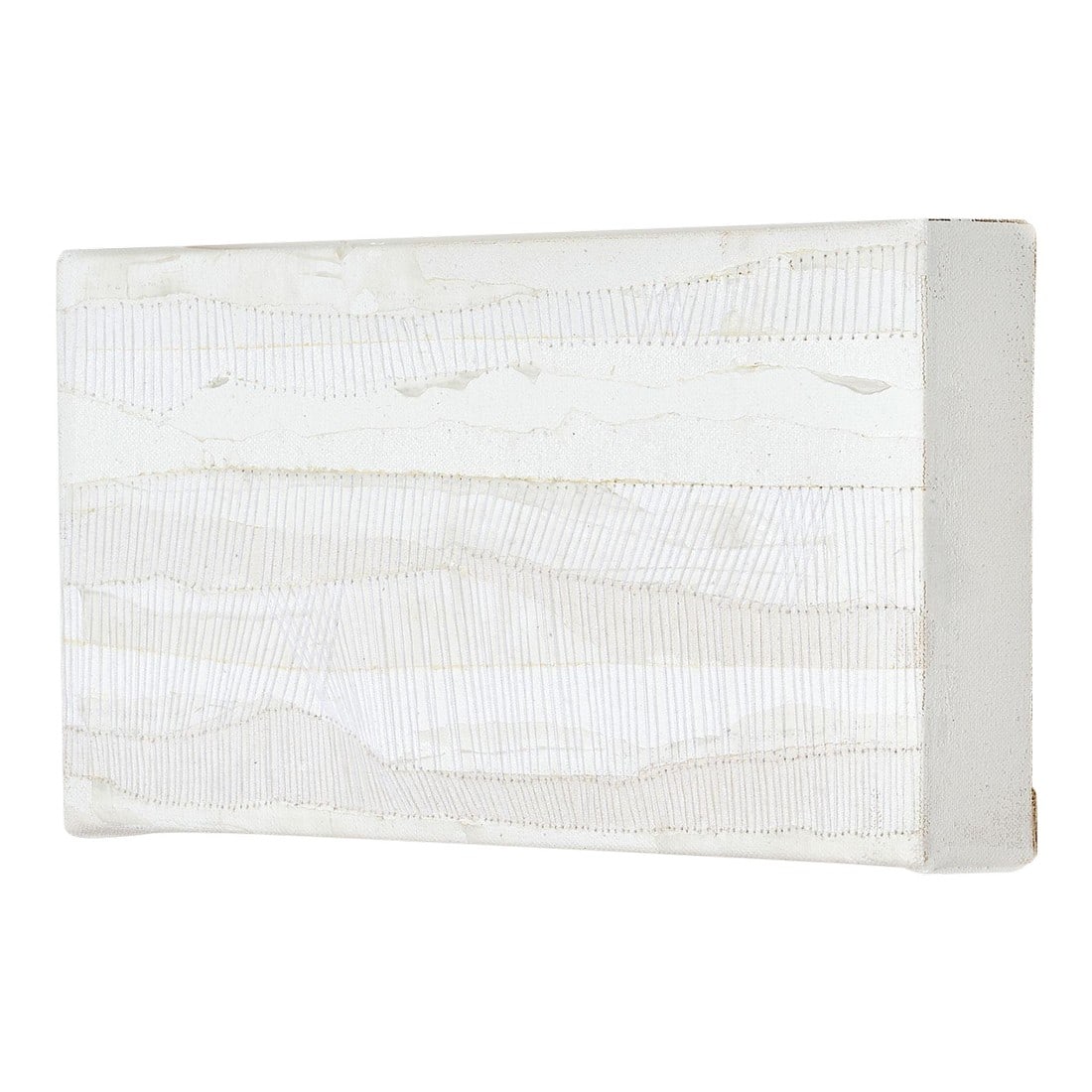 Ephemeral, Acrylic and Thread on Canvas by Aislinn Janek: This monochromatic painting layers white acrylic paint with stitched thread, creating a surface that is at once minimal and intricate. Subtle shifts in tone and texture invite slow looking, echoing