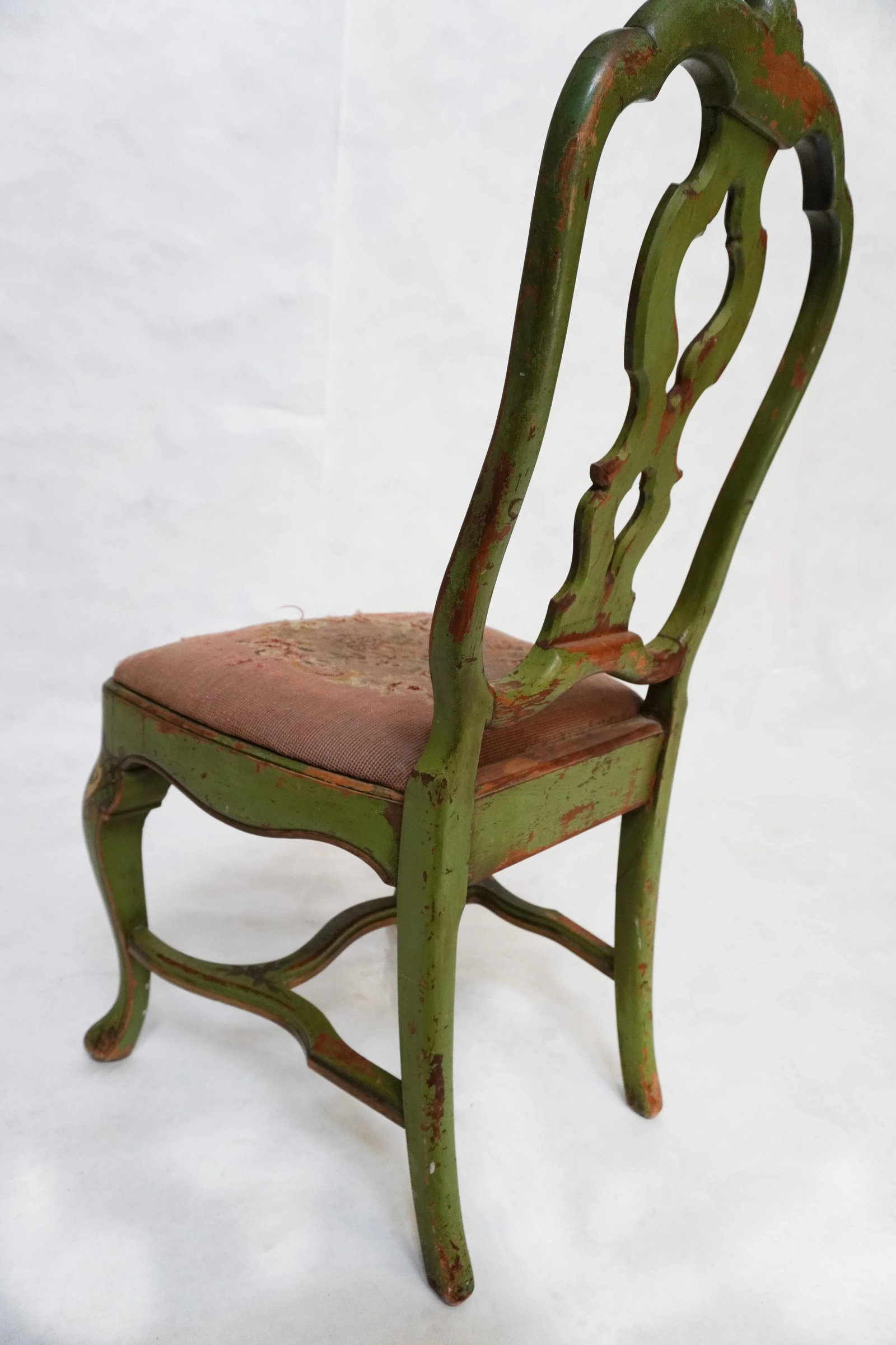Late 19th Century Green Painted Chair With Needlepoint Seat - 5