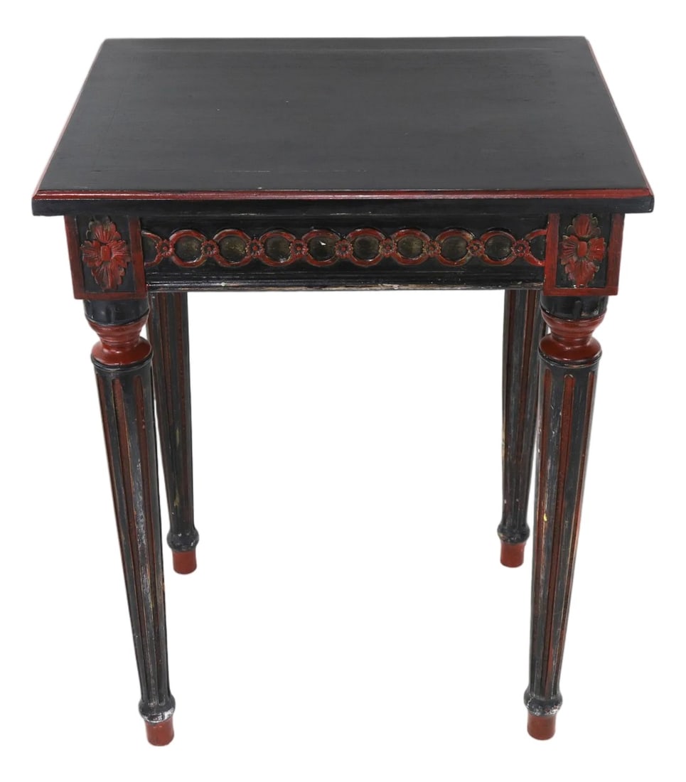 Vintage Hand-Carved Black Gustavian Side Table. (1 of 9)