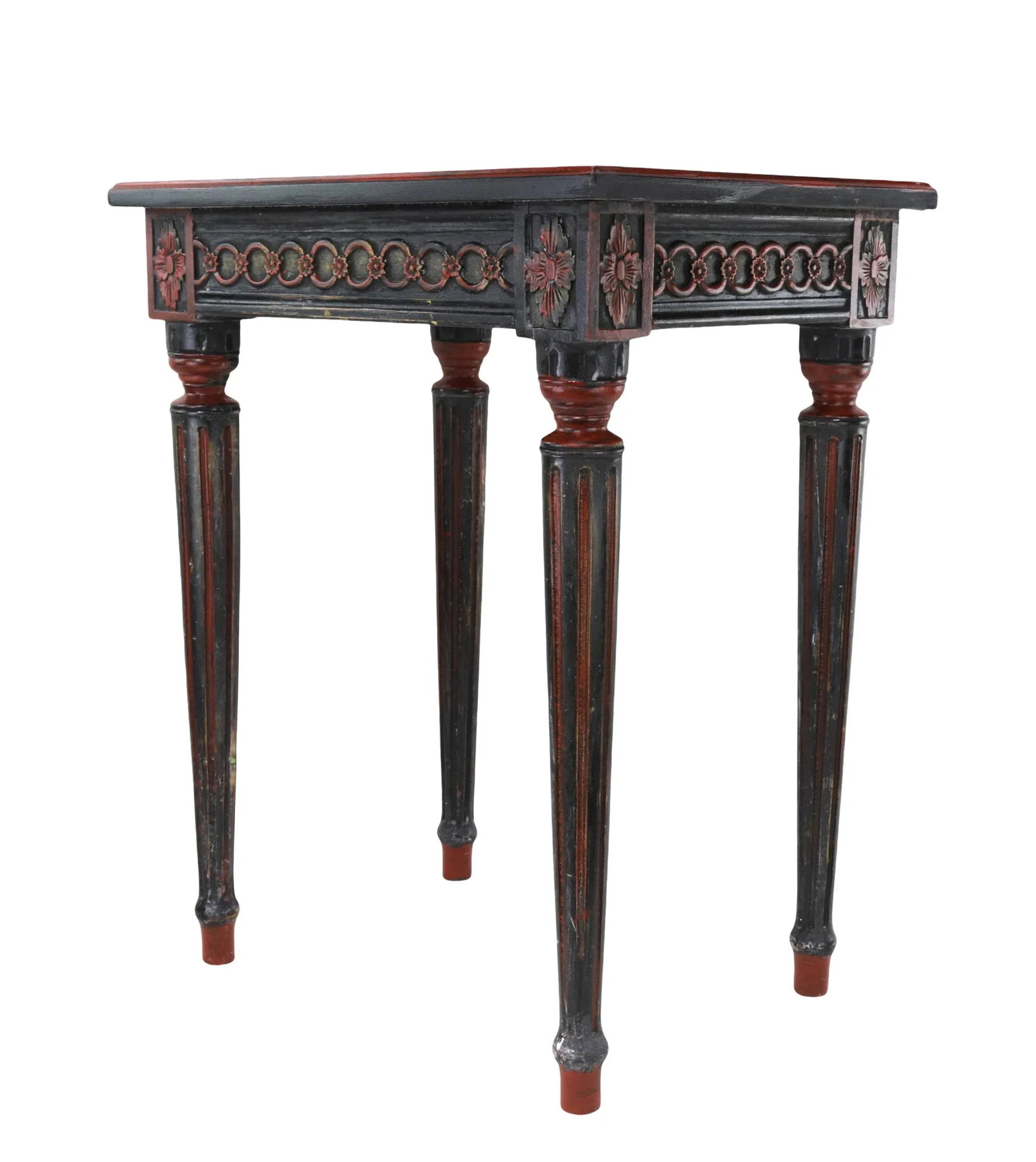 Vintage Hand-Carved Black Gustavian Side Table. - 2