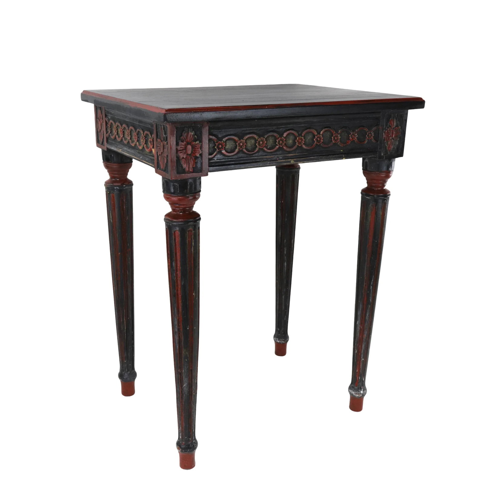 Vintage Hand-Carved Black Gustavian Side Table. - 3