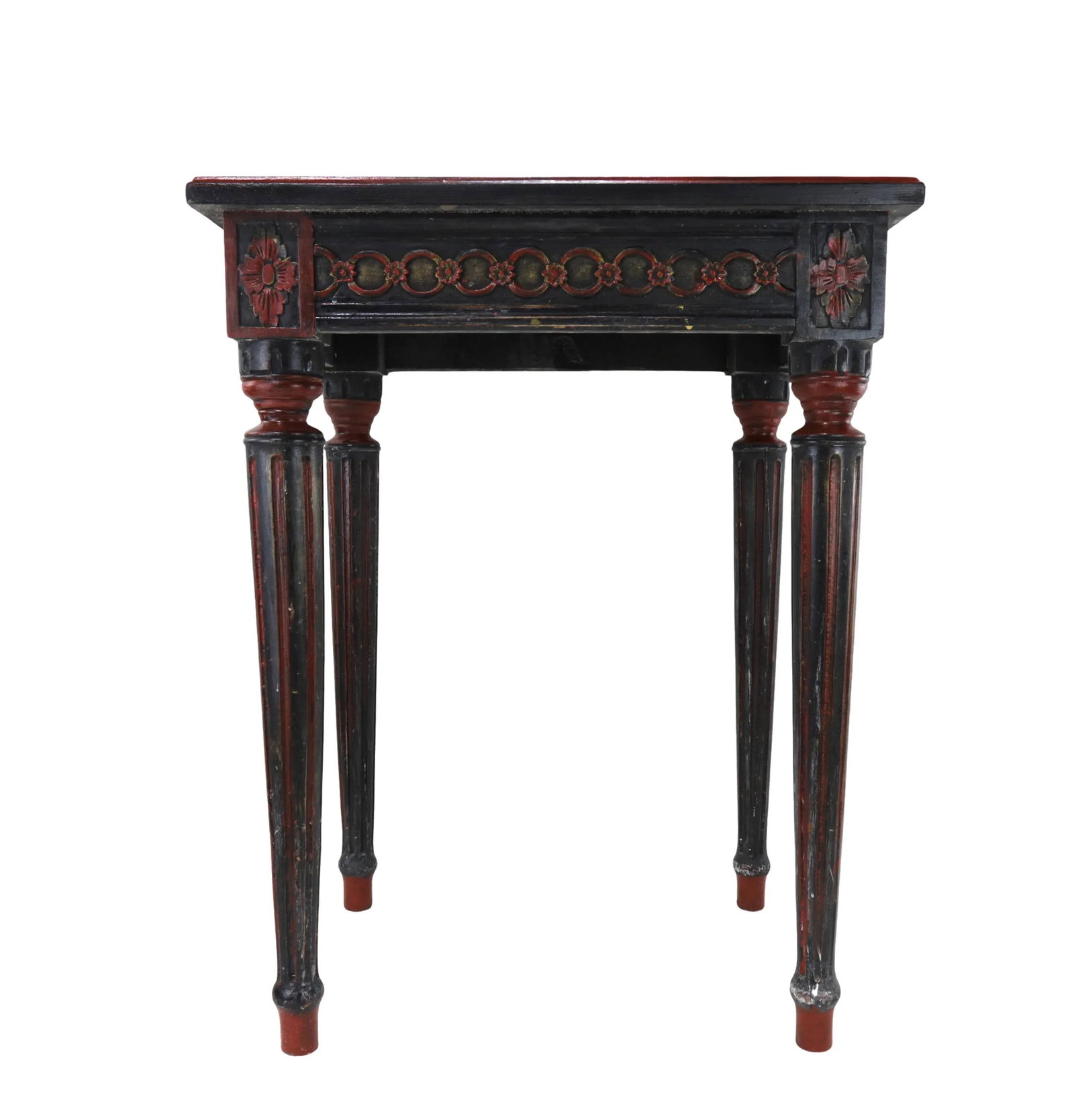 Vintage Hand-Carved Black Gustavian Side Table. - 4