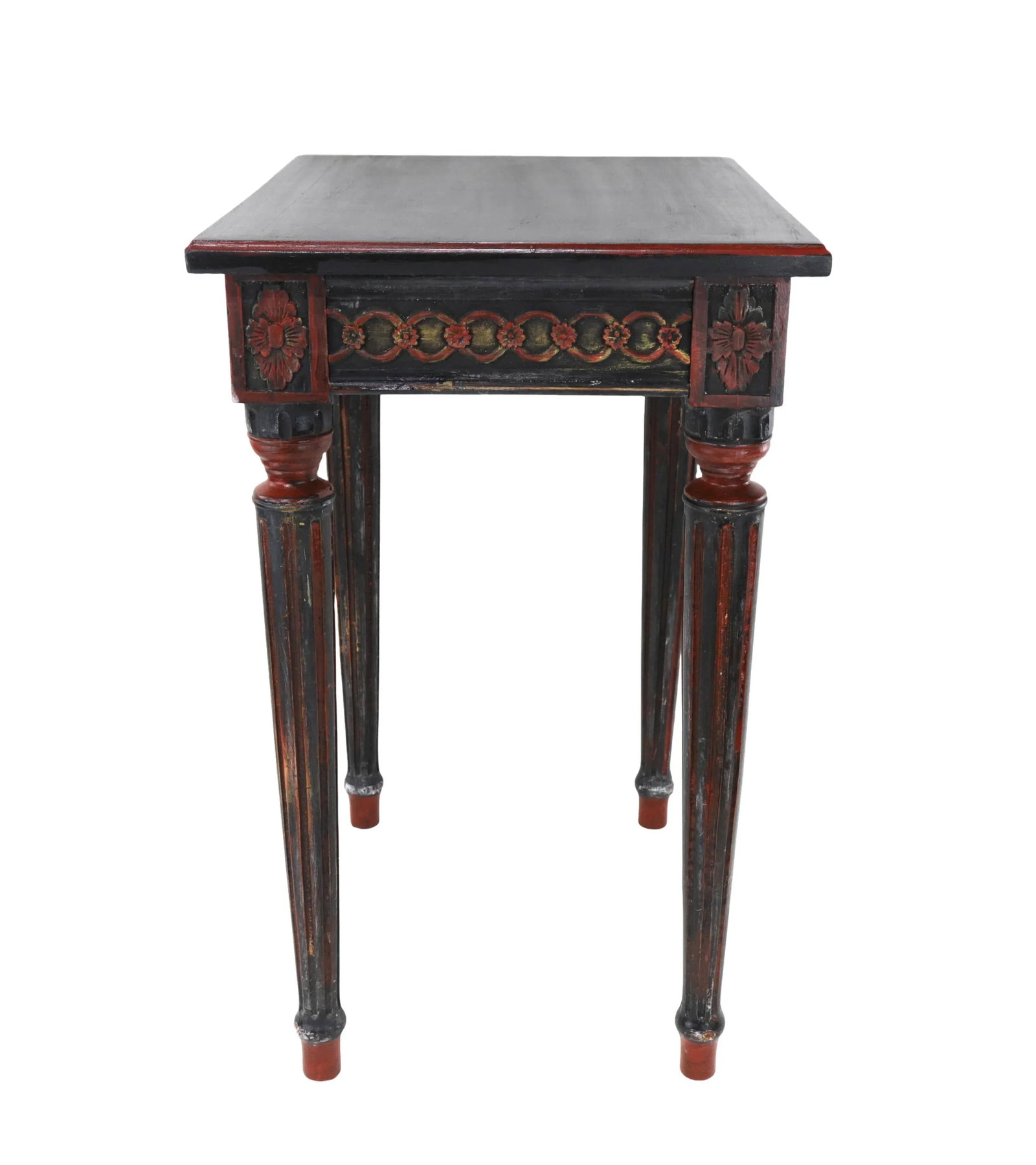 Vintage Hand-Carved Black Gustavian Side Table. - 5
