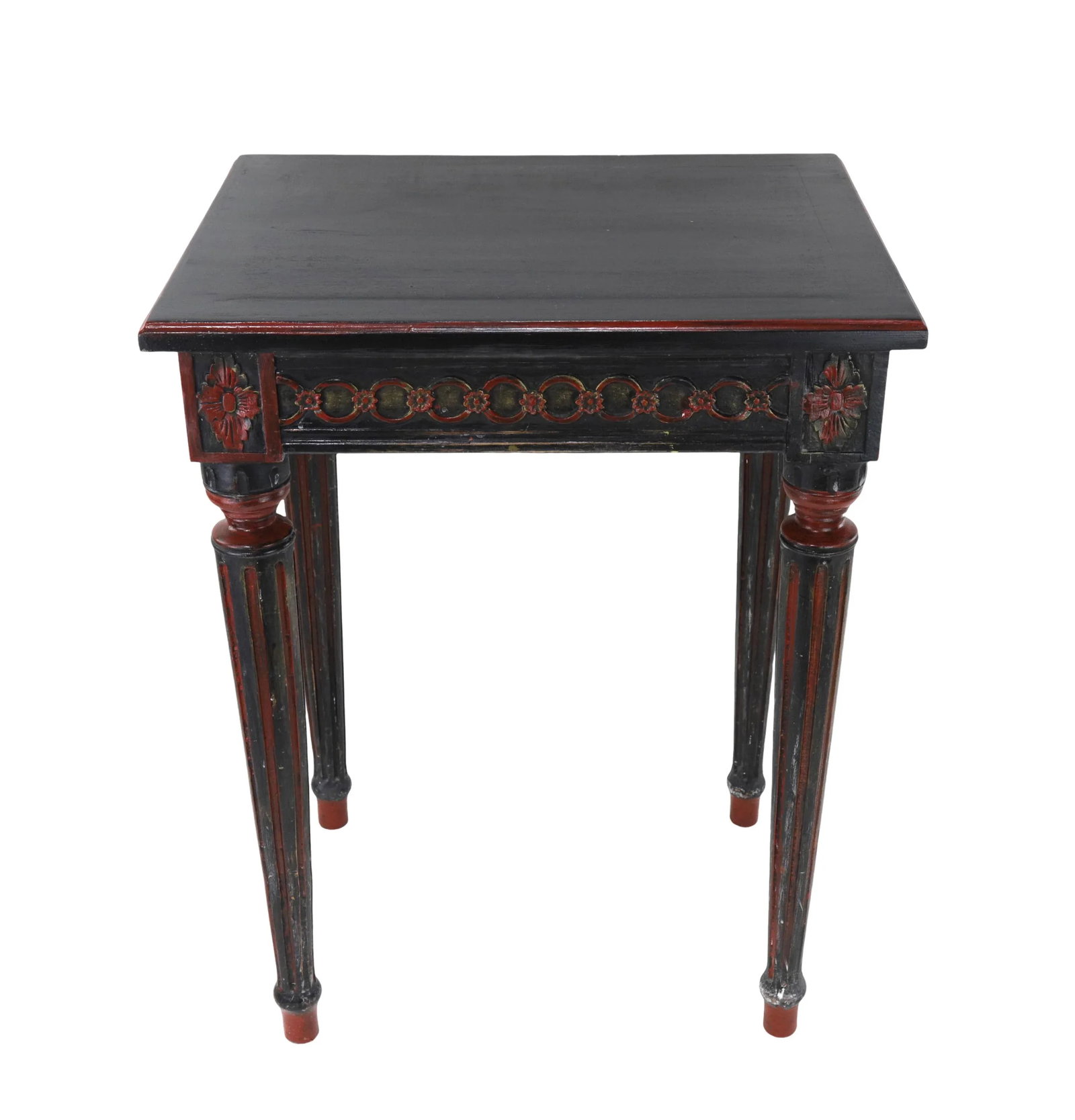 Vintage Hand-Carved Black Gustavian Side Table. - 6