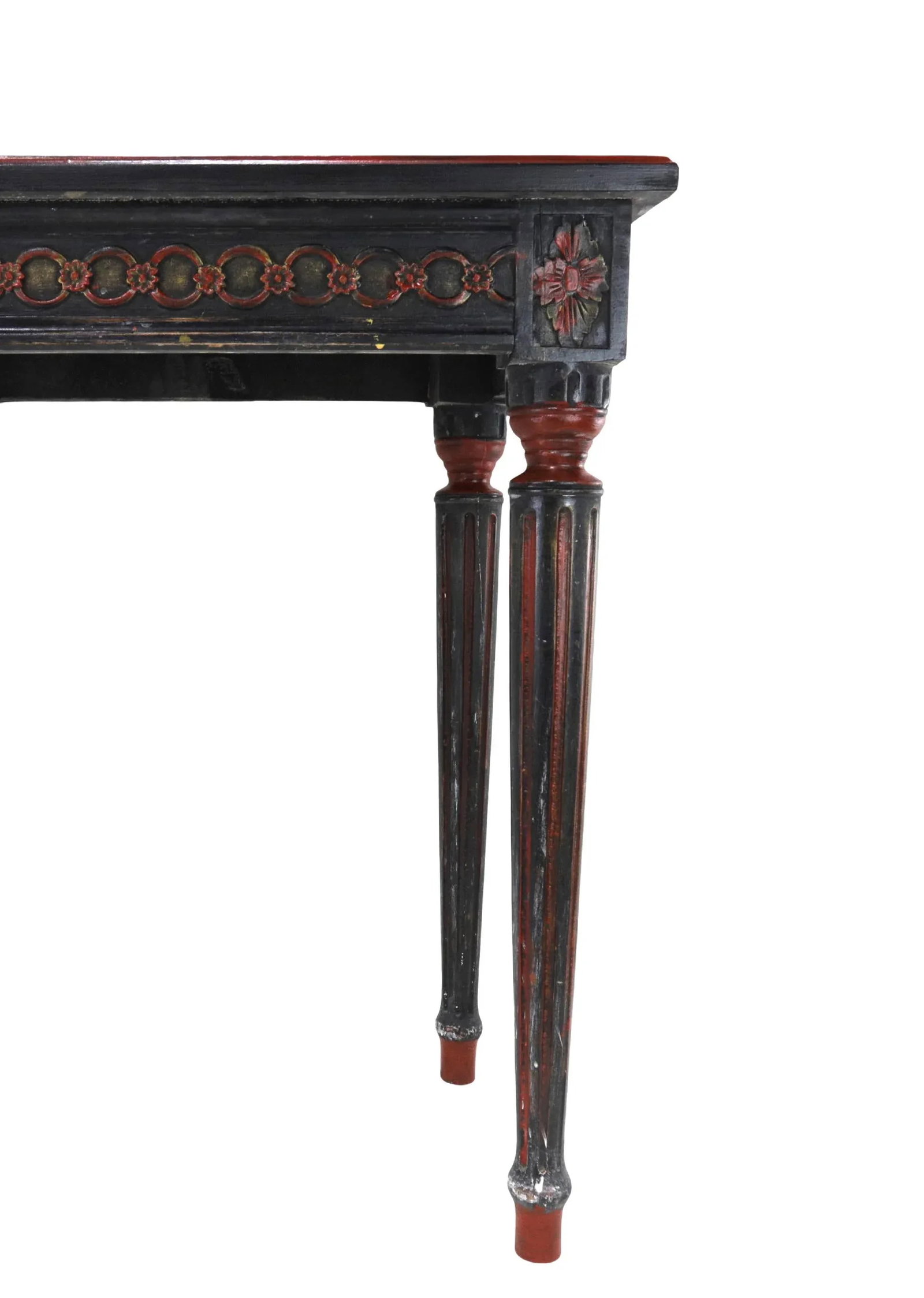 Vintage Hand-Carved Black Gustavian Side Table. - 7