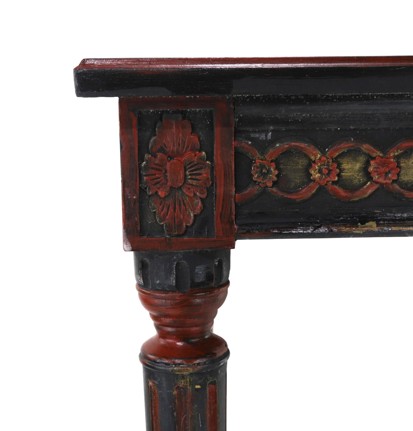 Vintage Hand-Carved Black Gustavian Side Table. - 8