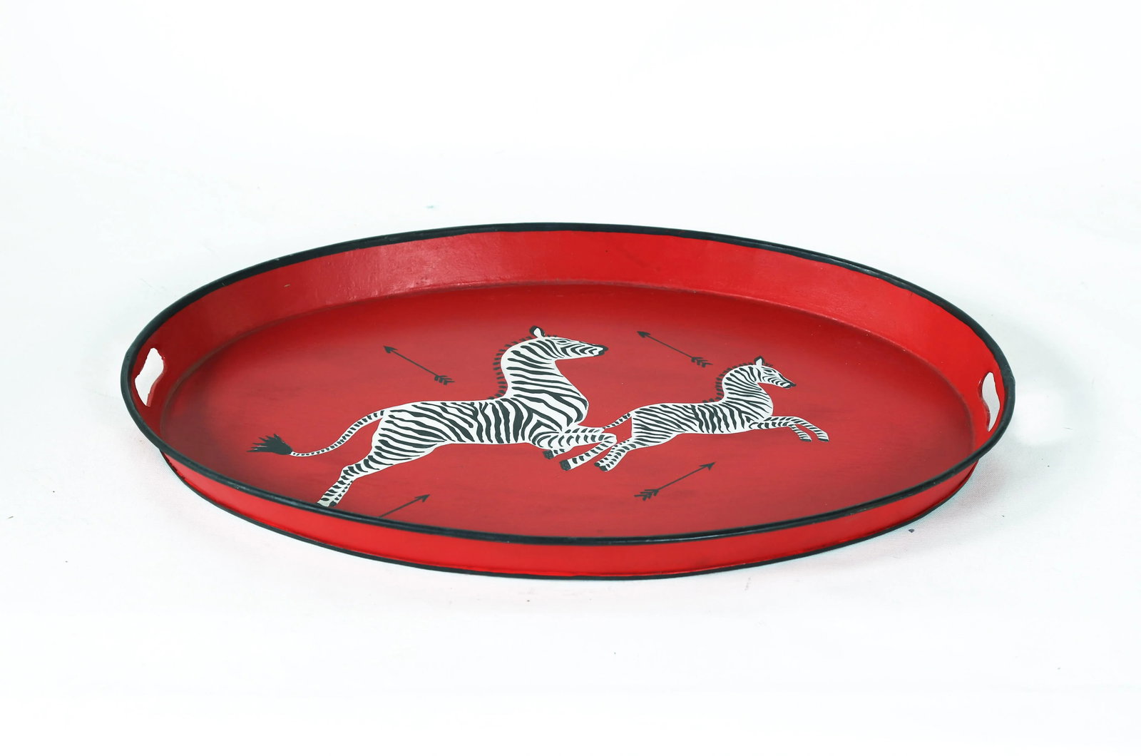 Oval Hand-Painted Zebra Decorative Tray - 3
