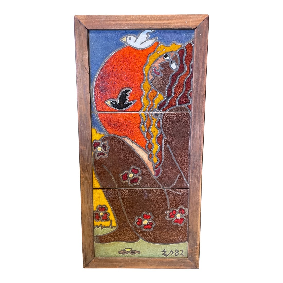 1980s "Bonita" Mosaic Sculpture by Guillermo Wagner Granizo: Guillermo Wagner Granizo was one of the world's premier ceramic-tile muralists. His bright colors, geometric shapes, heavy lines, and varying textures created in his Benicia studio convey a vivid