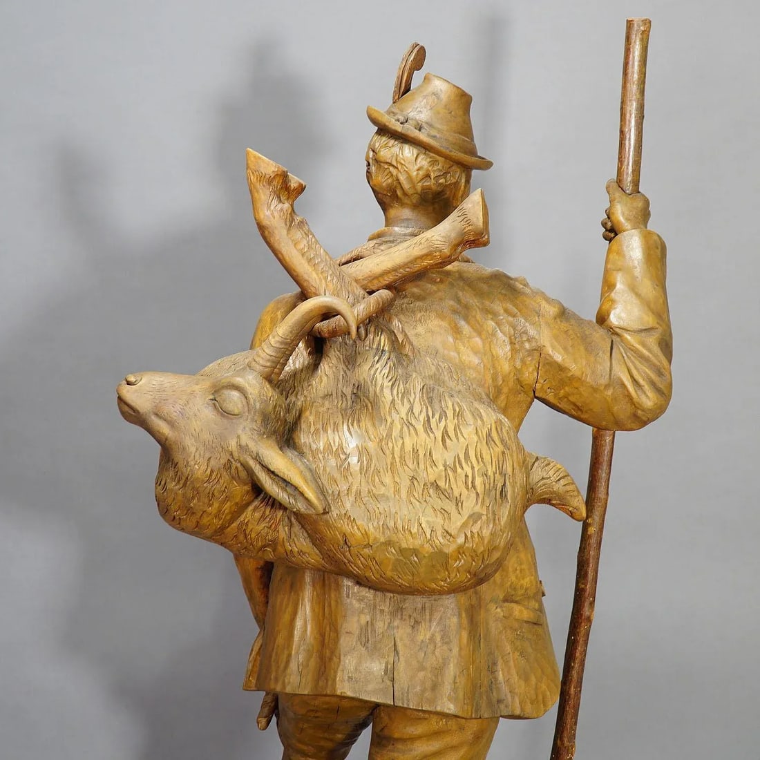 A Large Black Forest Poacher With Chamois Height 54' Inches - 11