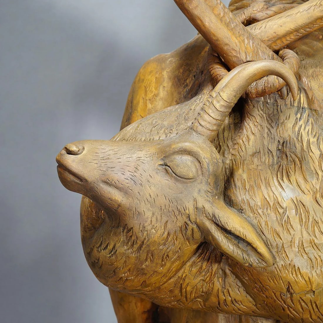 A Large Black Forest Poacher With Chamois Height 54' Inches - 12