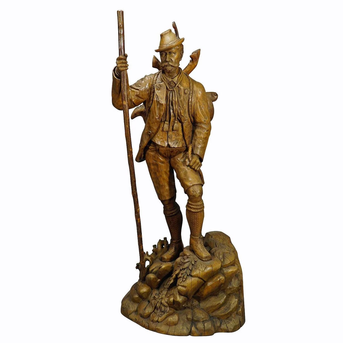 A Large Black Forest Poacher With Chamois Height 54' Inches - 13