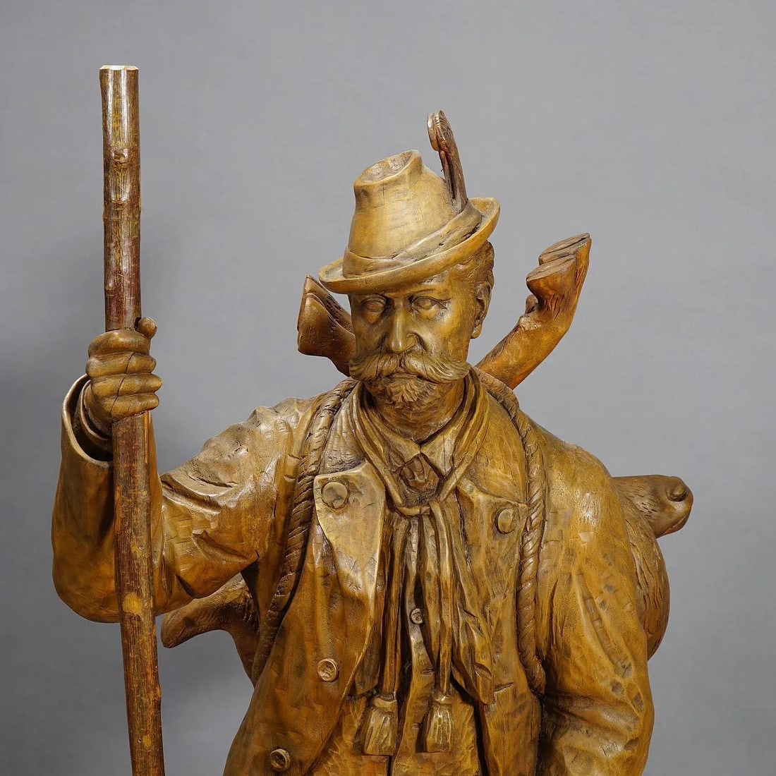 A Large Black Forest Poacher With Chamois Height 54' Inches - 4