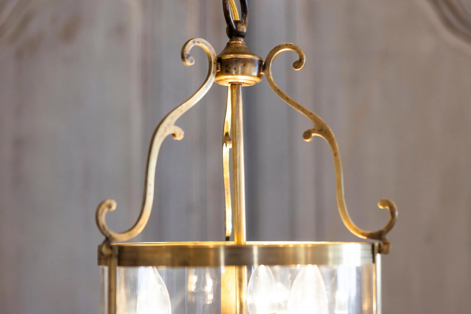 Graceful 20th Century French Brass Lantern with Curved Detailing - 10