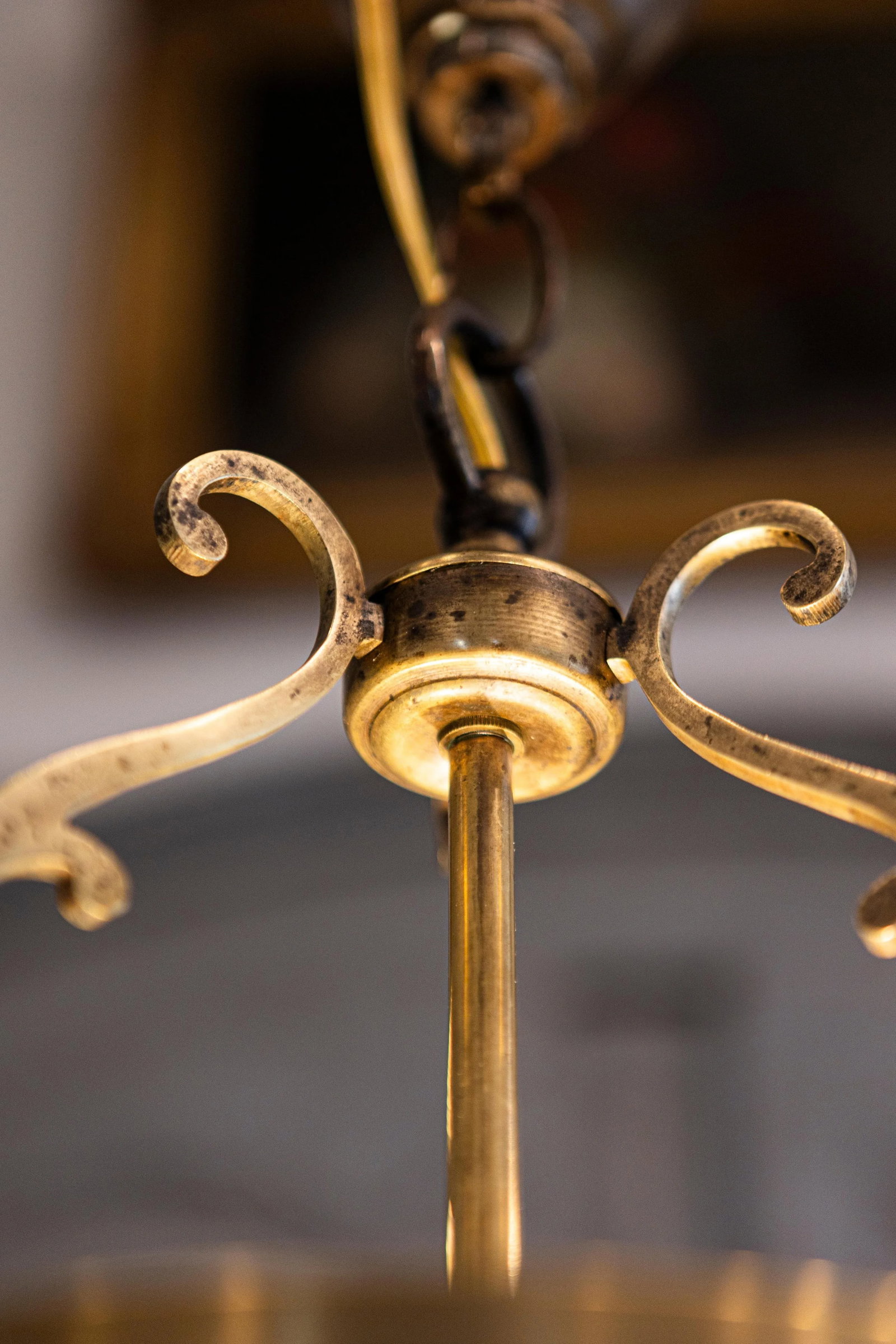 Graceful 20th Century French Brass Lantern with Curved Detailing - 5