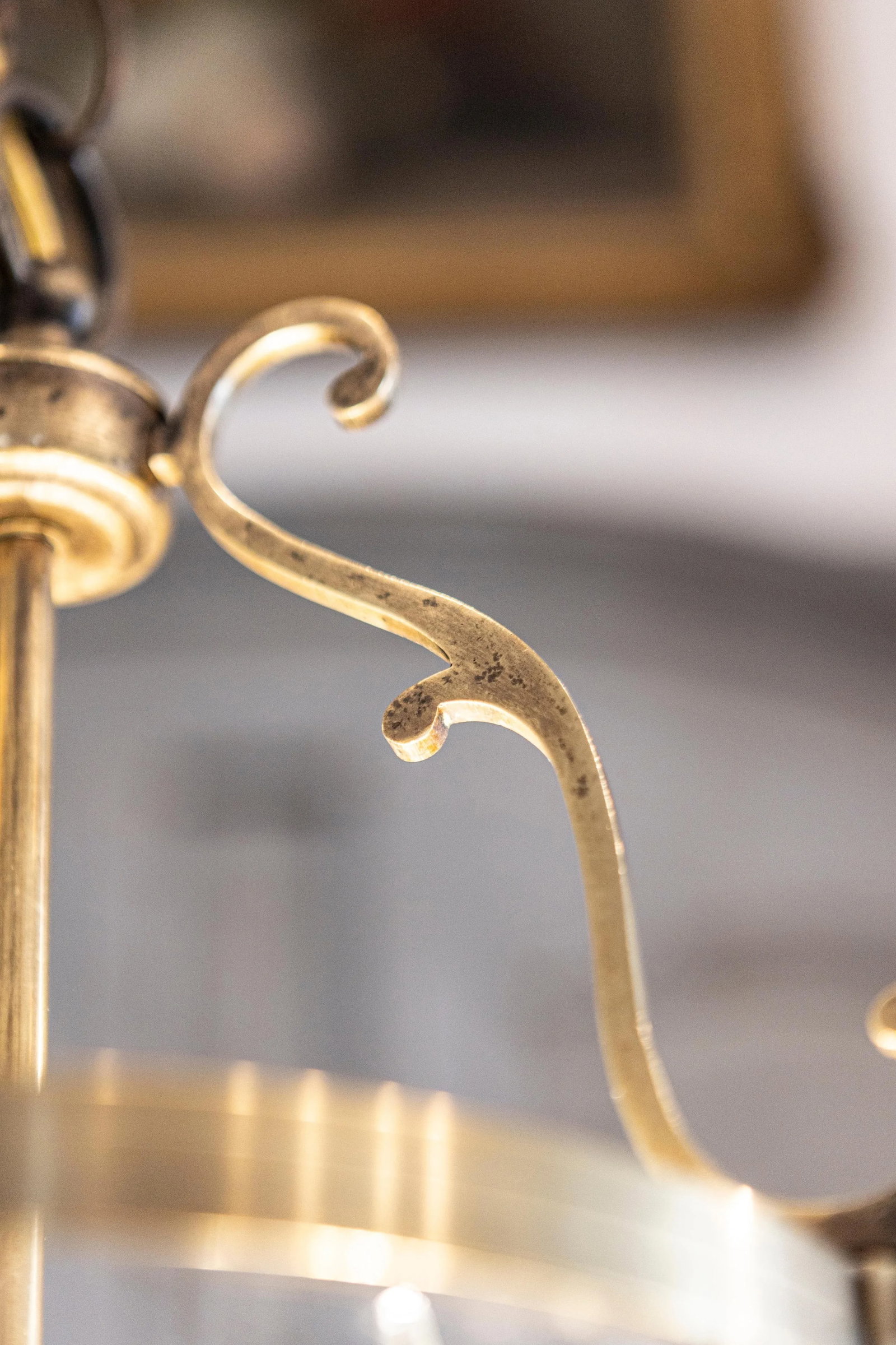 Graceful 20th Century French Brass Lantern with Curved Detailing - 7