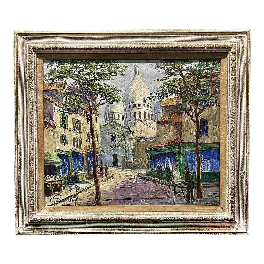 Henri Pierrel Original French Impressionist Signed Oil Painting on Canvas Place Du Terte Paris - Min: I will mention first that this fabulous painting has a 4" tear just above the signature on lower left. Easily restored or enjoy as is since it is not noticeable while hanging on the wall. Notice the