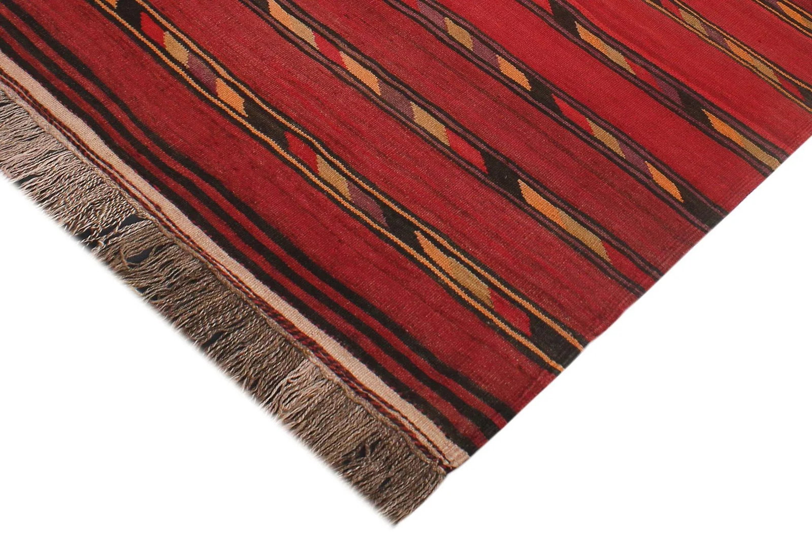 1960s Turkish Tribal Antique Kilim Red Blue Hand-Woven Area Rug - 3
