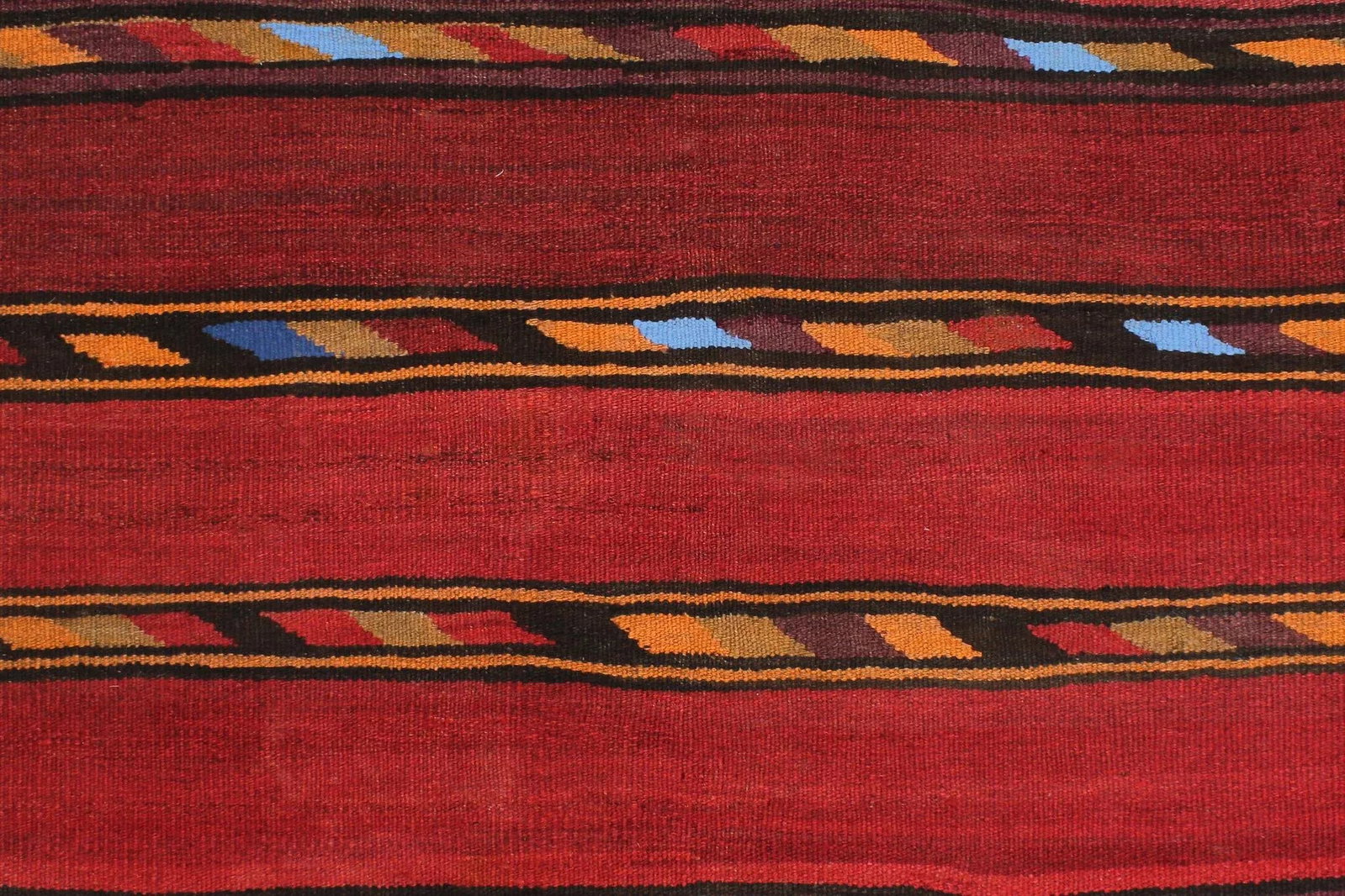 1960s Turkish Tribal Antique Kilim Red Blue Hand-Woven Area Rug - 4