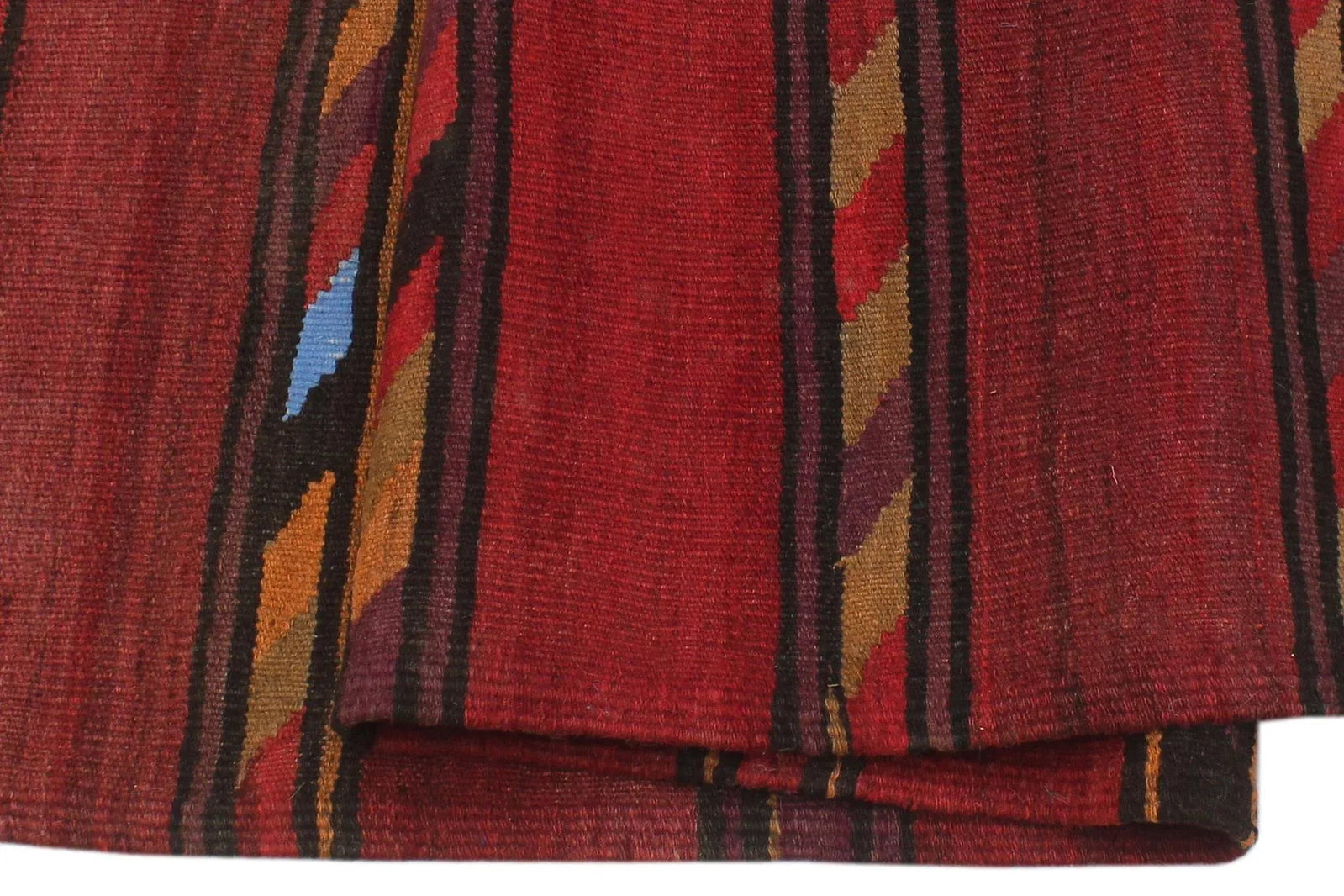1960s Turkish Tribal Antique Kilim Red Blue Hand-Woven Area Rug - 6