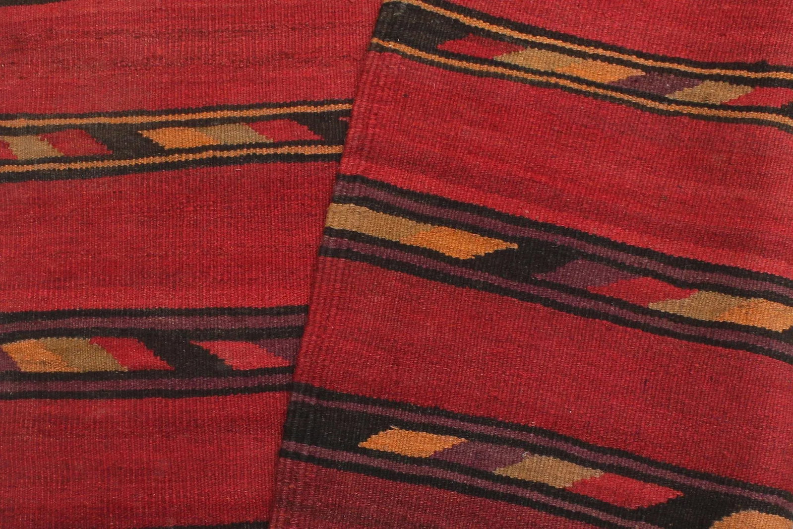 1960s Turkish Tribal Antique Kilim Red Blue Hand-Woven Area Rug - 8