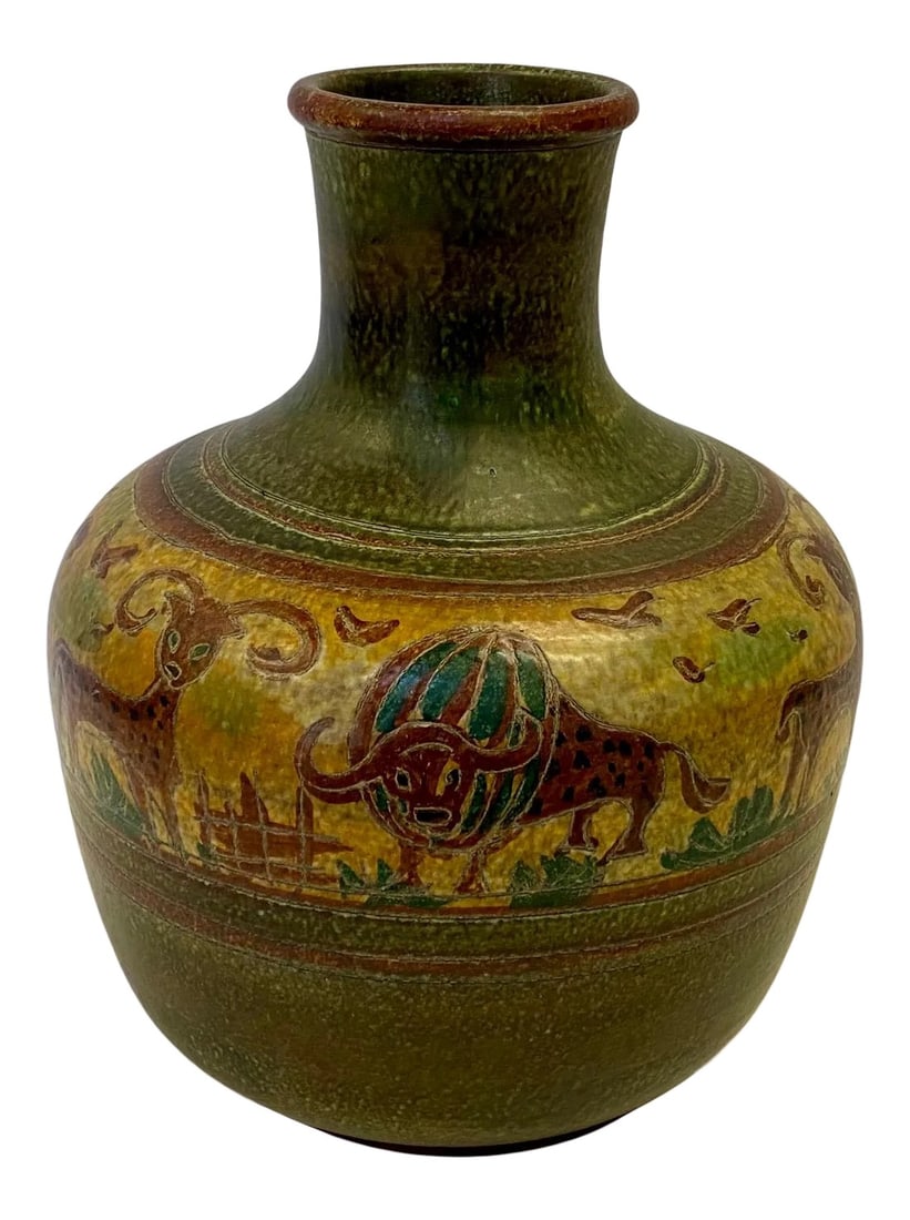 Largely Incised Italian Pottery Vase (1 of 8)