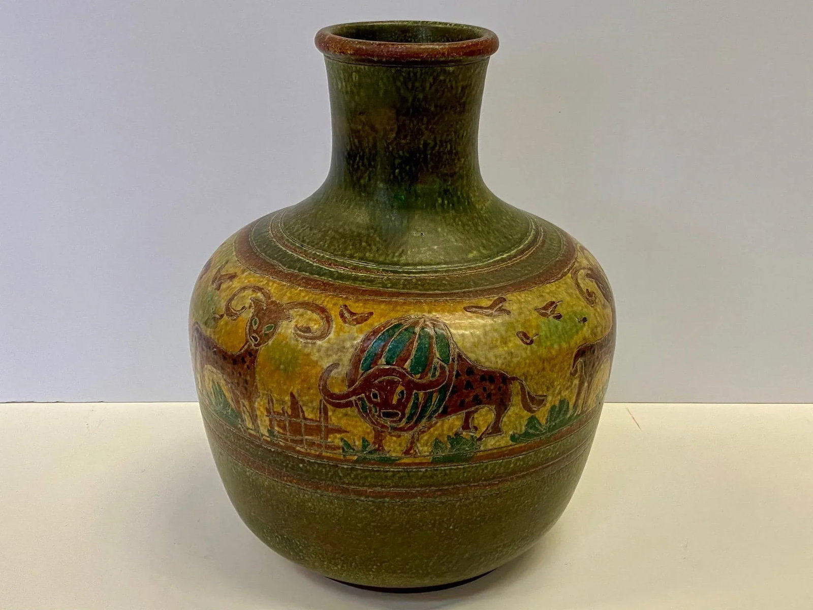 Largely Incised Italian Pottery Vase - 8