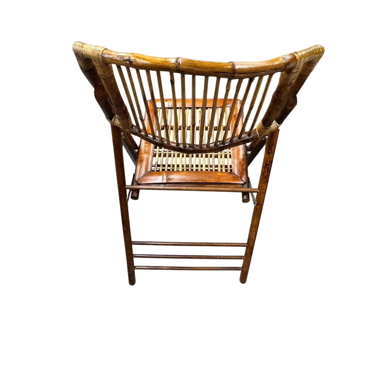 Vintage Tiger Burnt Bamboo Folding Chair - 2