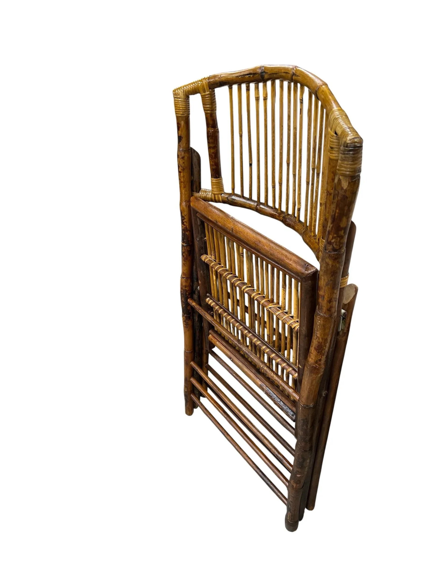 Vintage Tiger Burnt Bamboo Folding Chair - 3